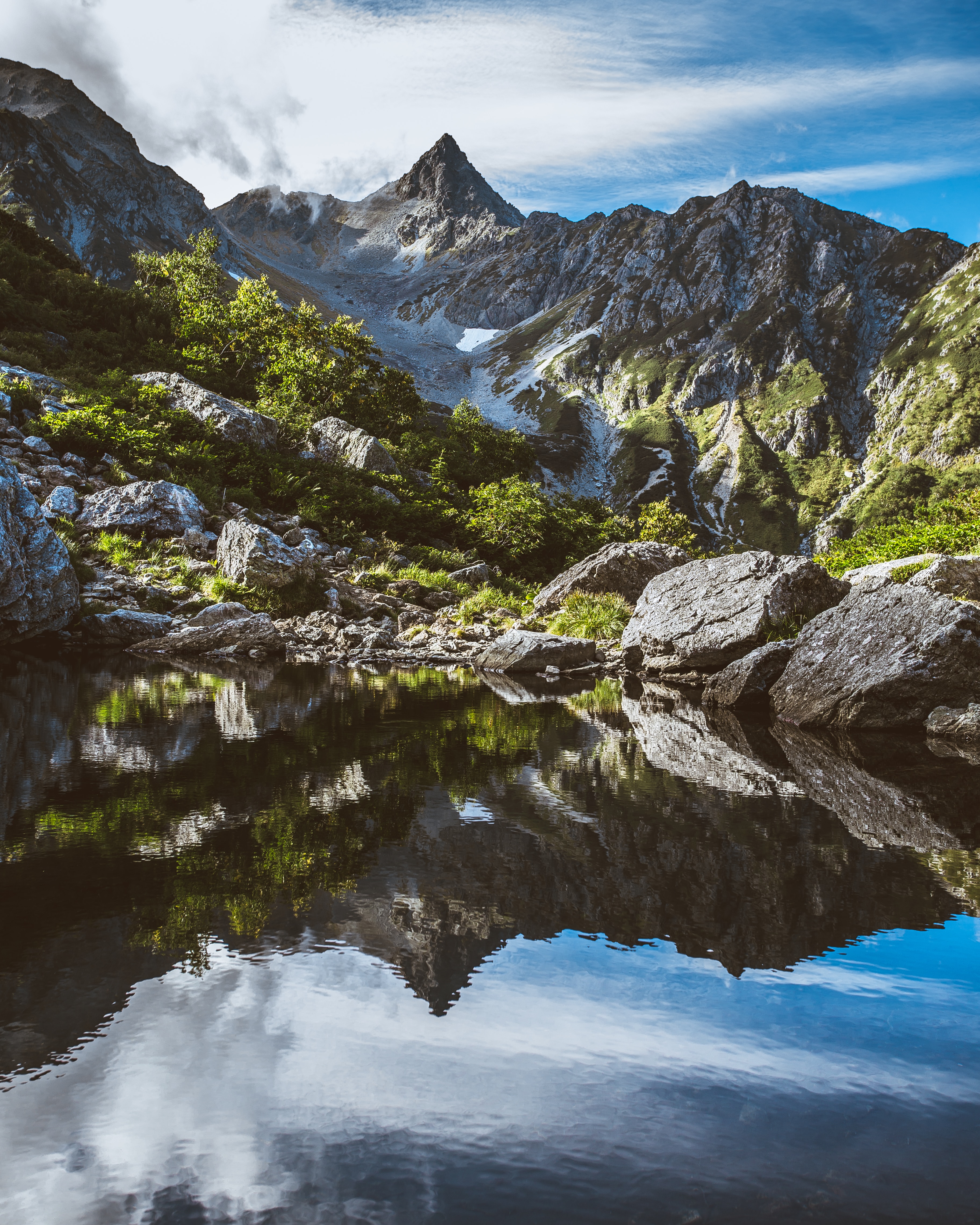 Free download wallpaper Stones, Rocks, Reflection, Lake, Nature, Mountains on your PC desktop