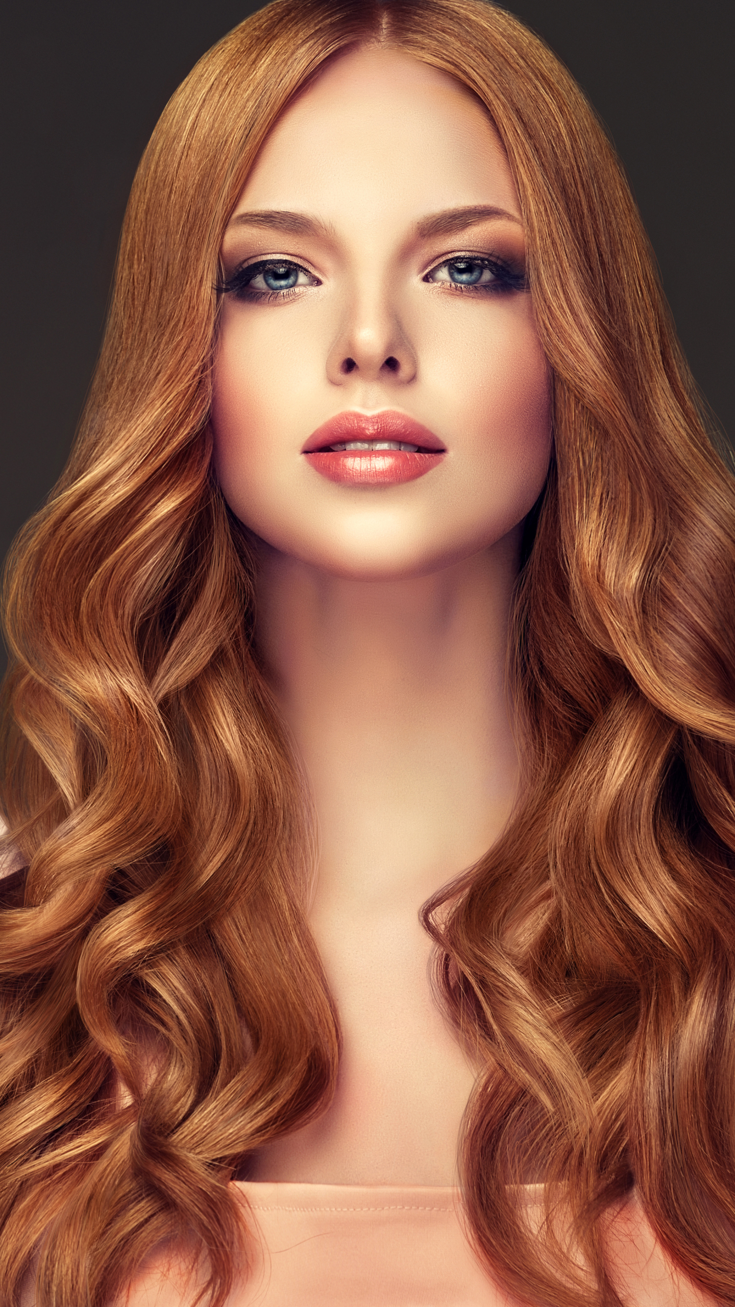 Download mobile wallpaper Redhead, Model, Women, Blue Eyes, Long Hair, Lipstick for free.