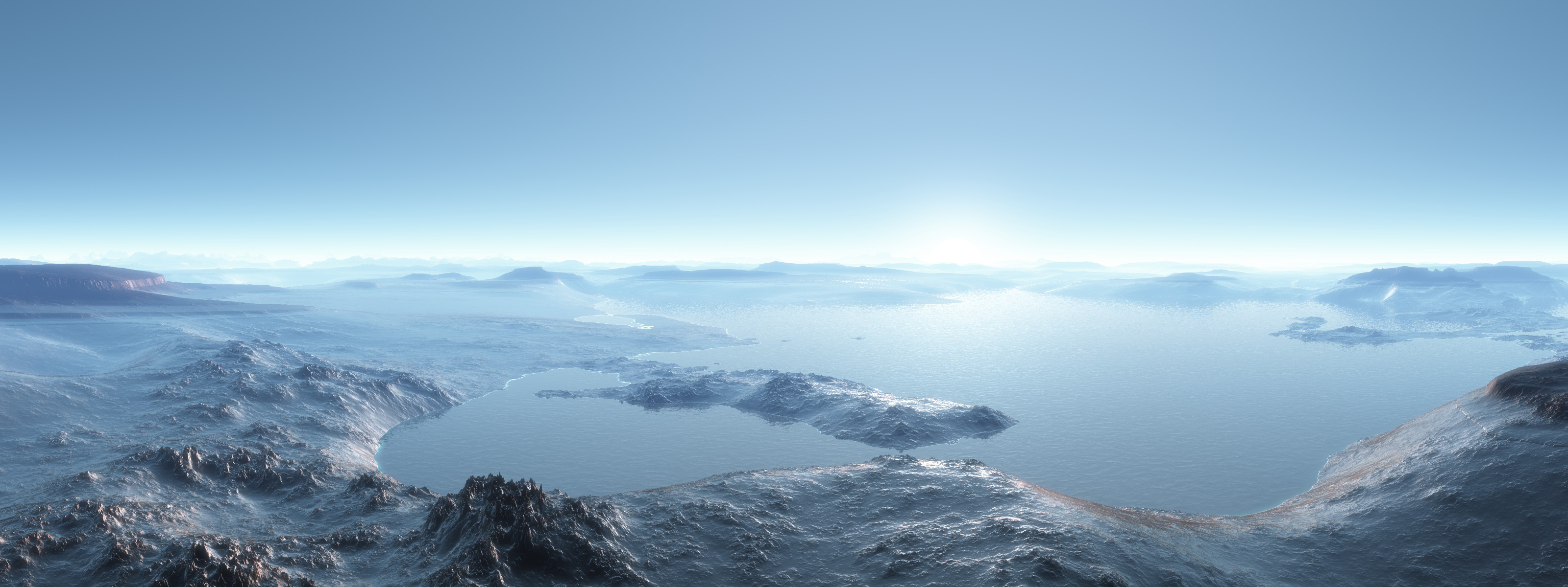 Download mobile wallpaper Landscape, Winter, Snow, Mountain, Ocean, Earth for free.