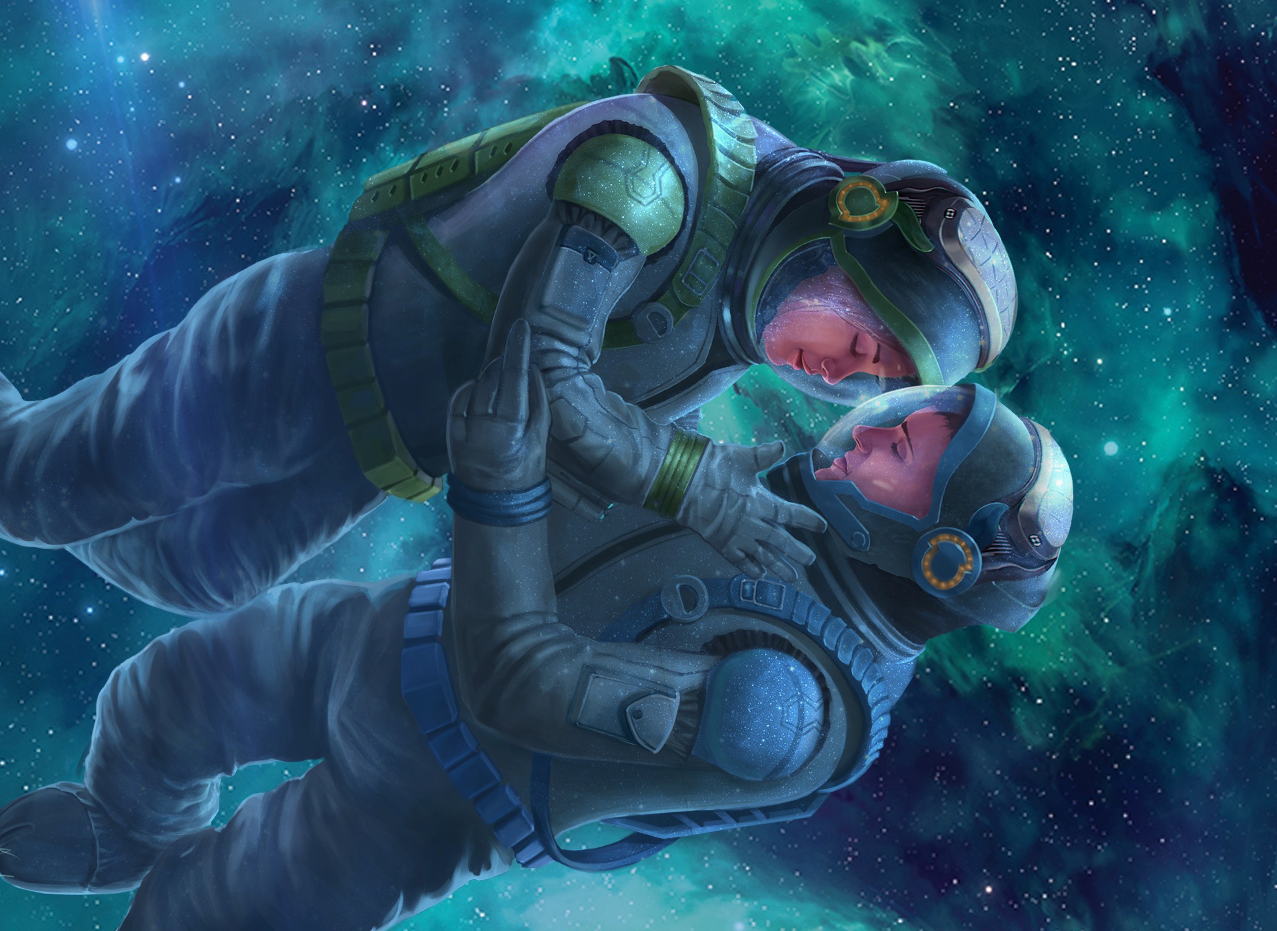 Скачать обои бесплатно Космос, Любовь, Астронавт, Научная Фантастика, Космический Костюм картинка на рабочий стол ПК