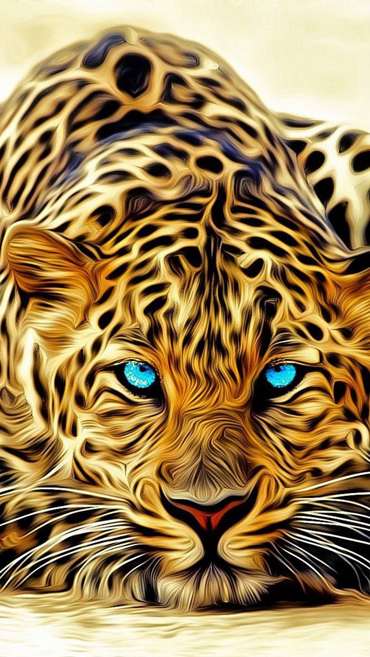 Handy-Wallpaper Tiere, Katzen, Leopard, Blaue Augen, Cgi kostenlos herunterladen.