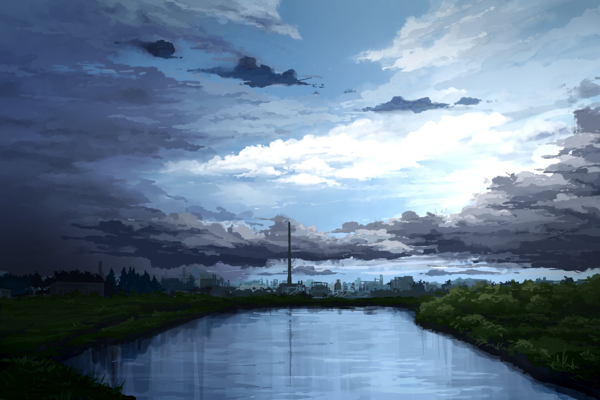 Handy-Wallpaper Landschaft, Wolke, Szene, Himmel, Animes kostenlos herunterladen.
