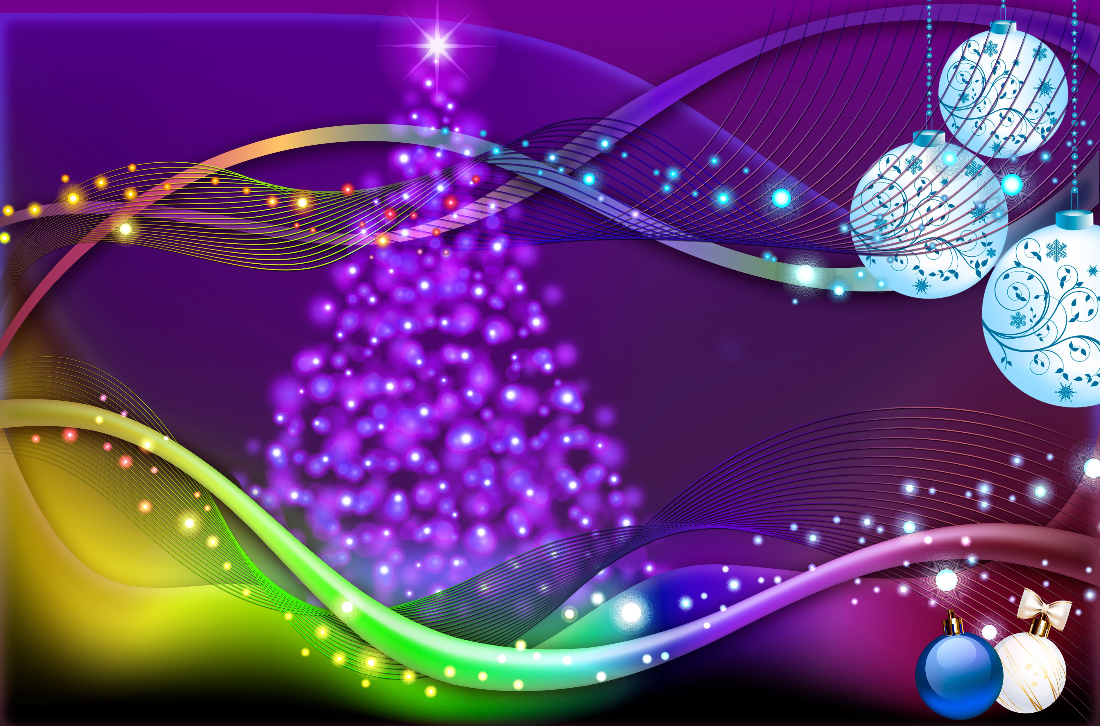 PCデスクトップに輝き, クリスマス, カラフル, クリスマスツリー, クリスマスオーナメント, ホリデー画像を無料でダウンロード