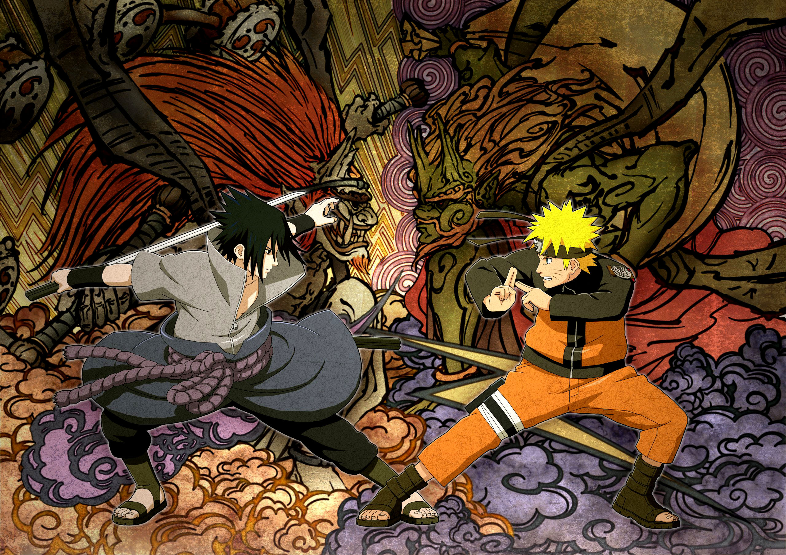 Download mobile wallpaper Anime, Naruto, Sasuke Uchiha, Naruto Uzumaki for free.