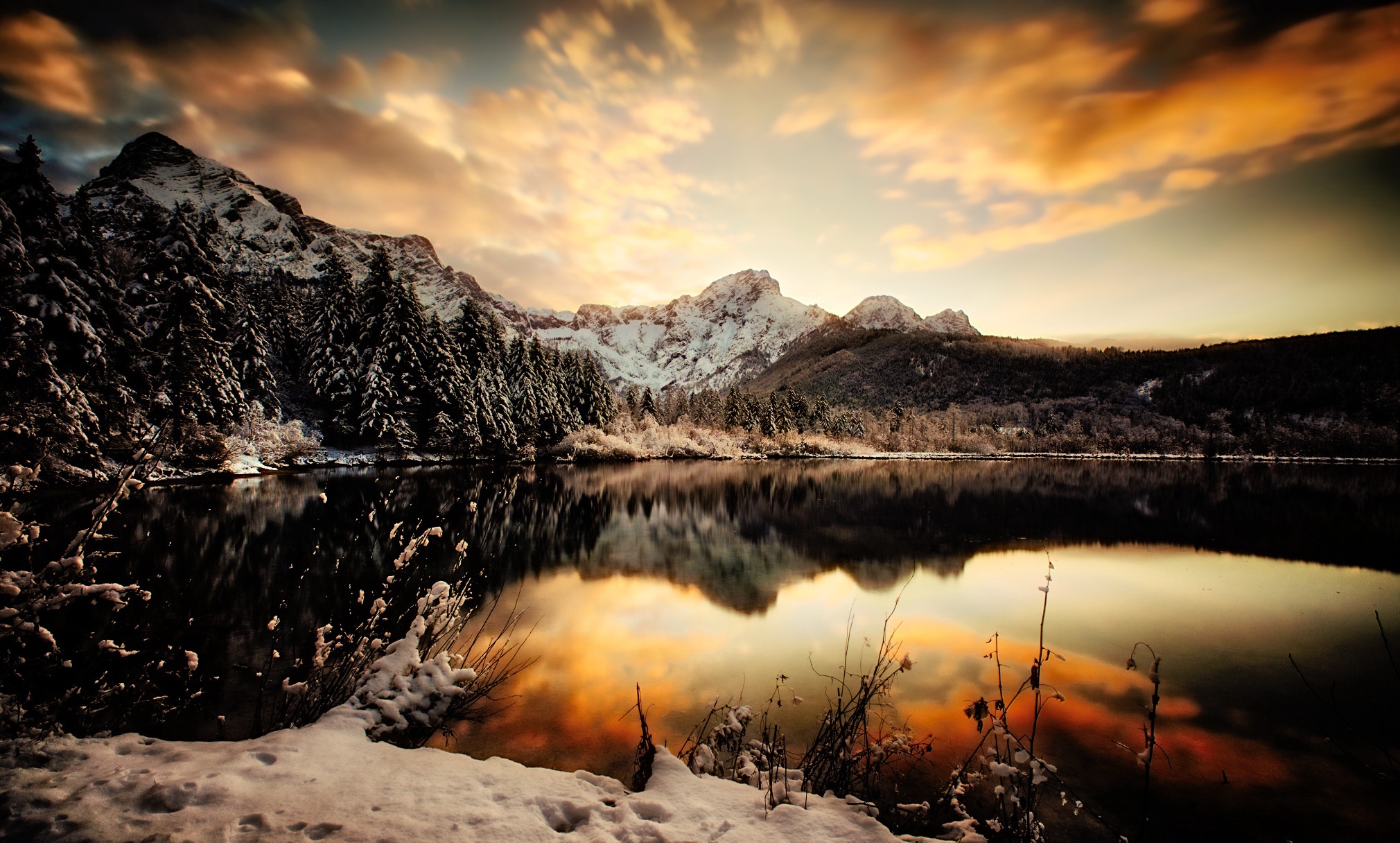Download mobile wallpaper Winter, Nature, Lakes, Mountain, Lake, Reflection, Earth for free.