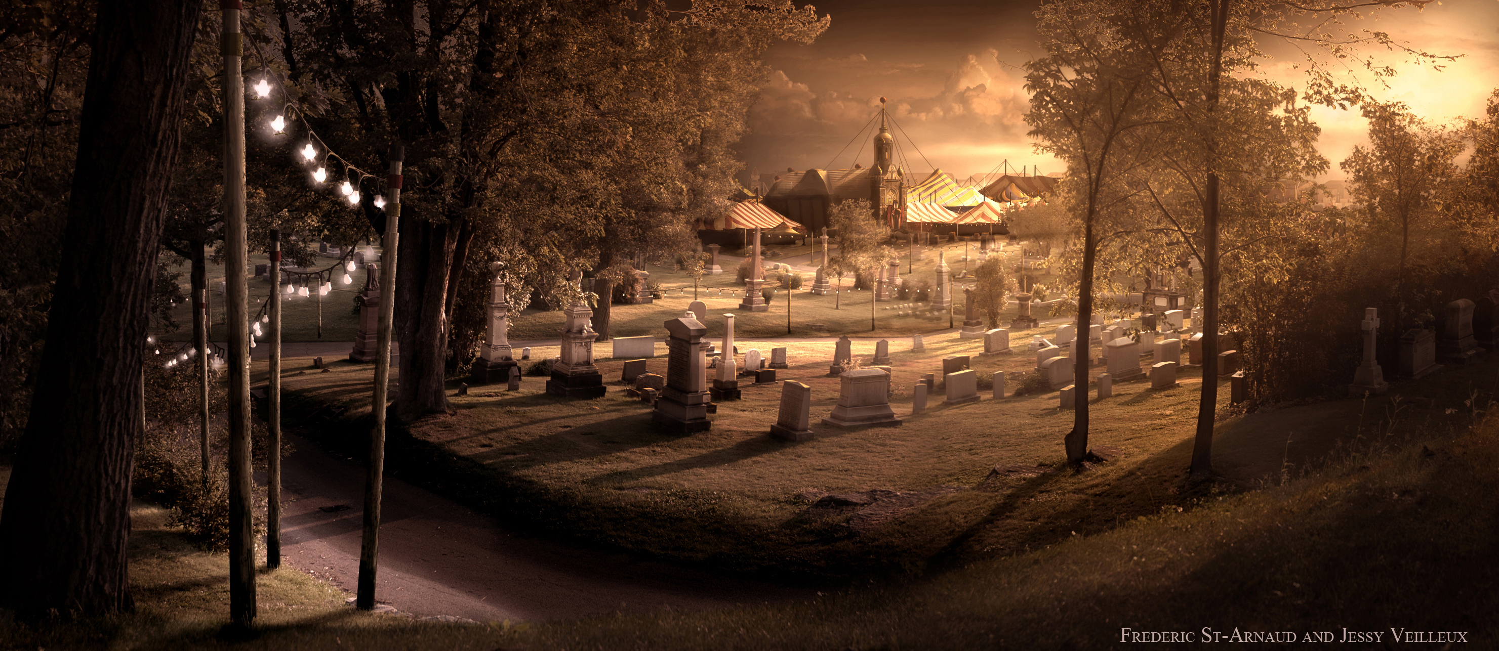 graveyard, dark, graves, cemetery, circus, creepy, halloween, haunted, horror, scary, spooky