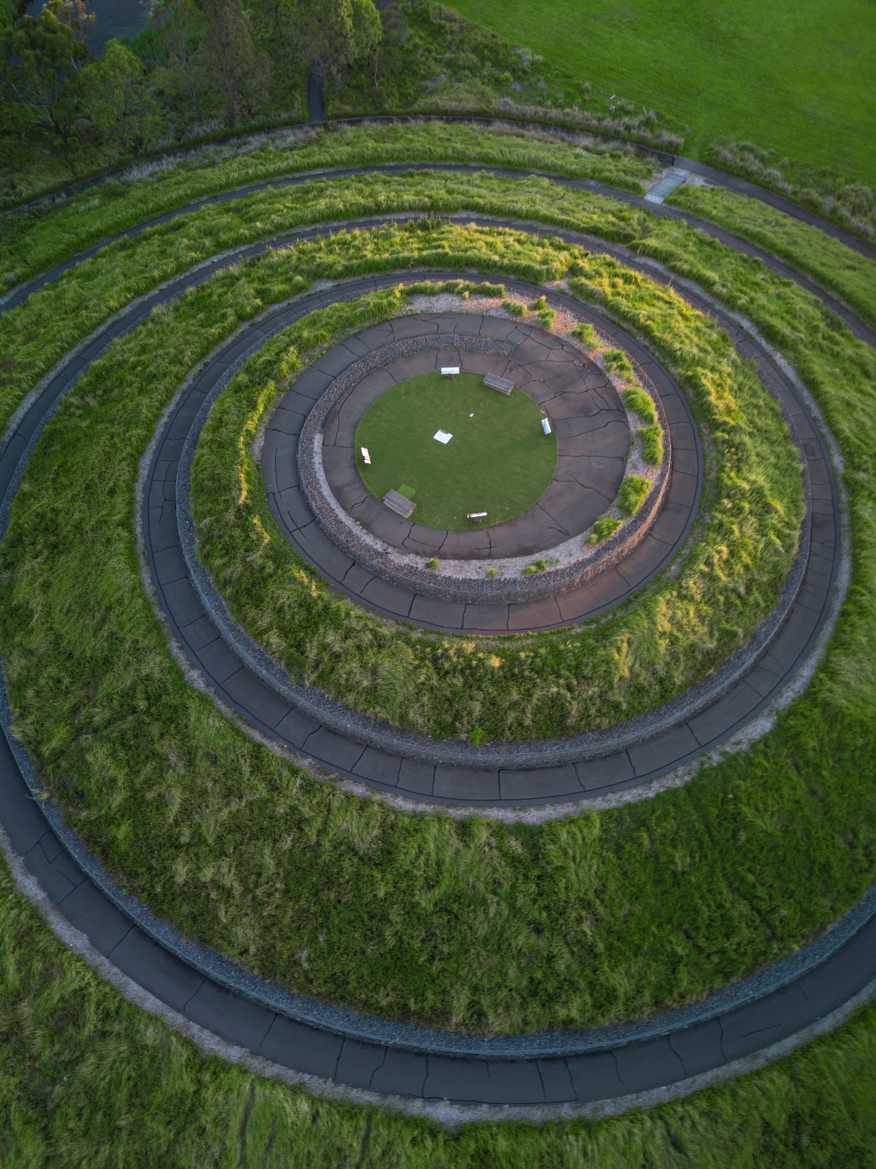 spiral, view from above, miscellanea, miscellaneous, greens, path, trail, maze, landscaping, landscape design cellphone