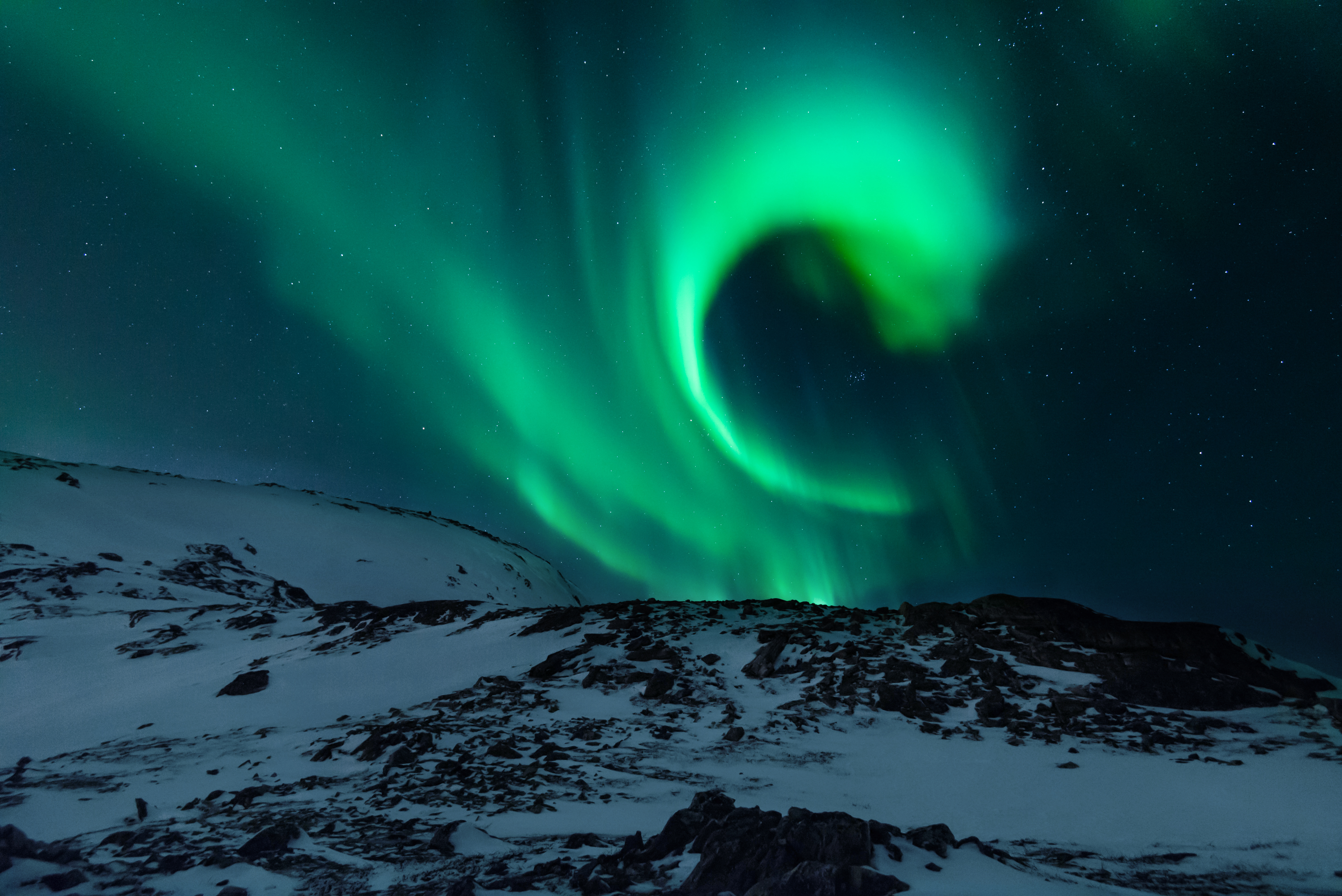 aurora borealis, northern lights, nature, snow, relief HD wallpaper