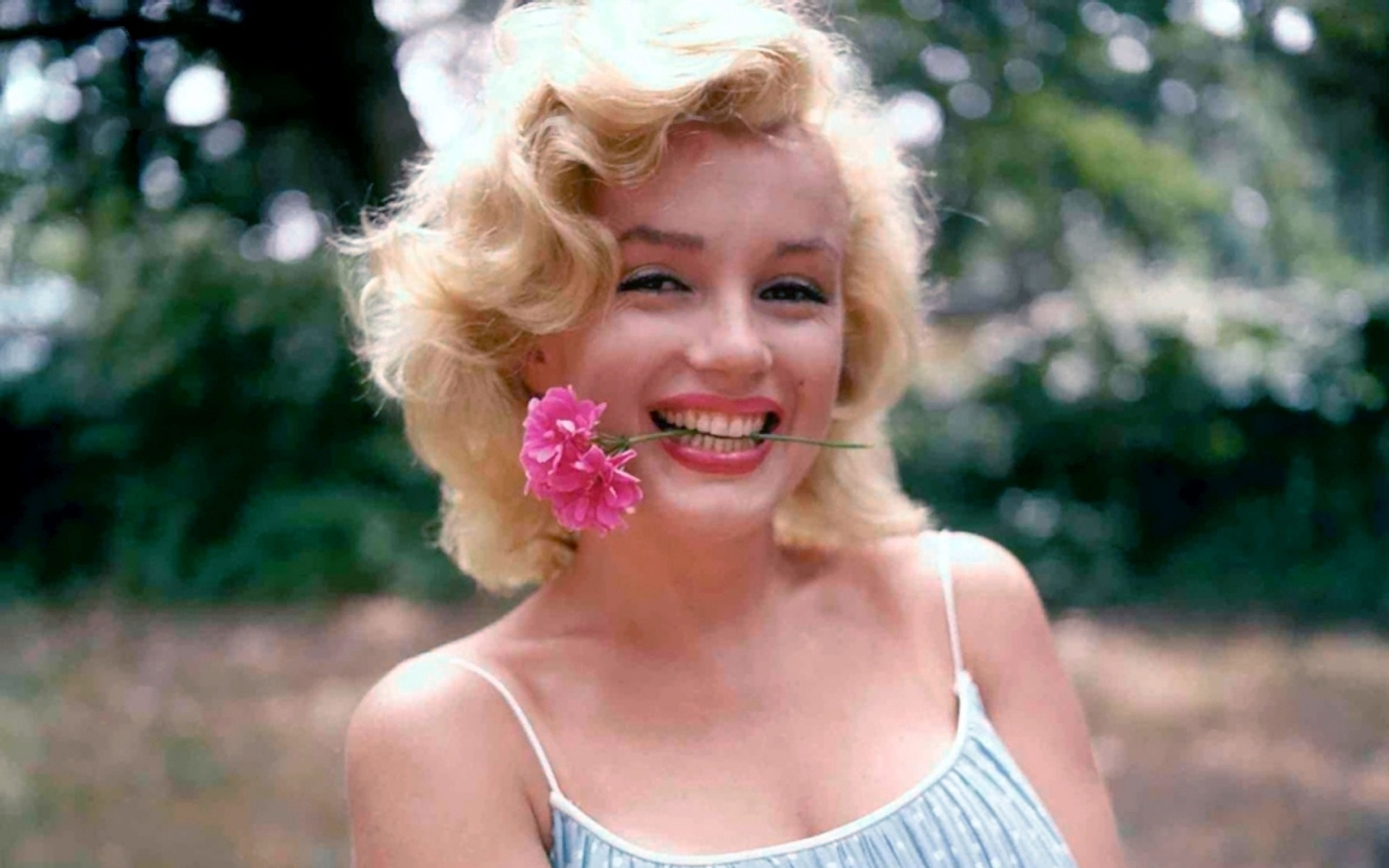 Baixar papel de parede para celular de Marilyn Monroe, Flor, Sorriso, Celebridade, Atriz gratuito.
