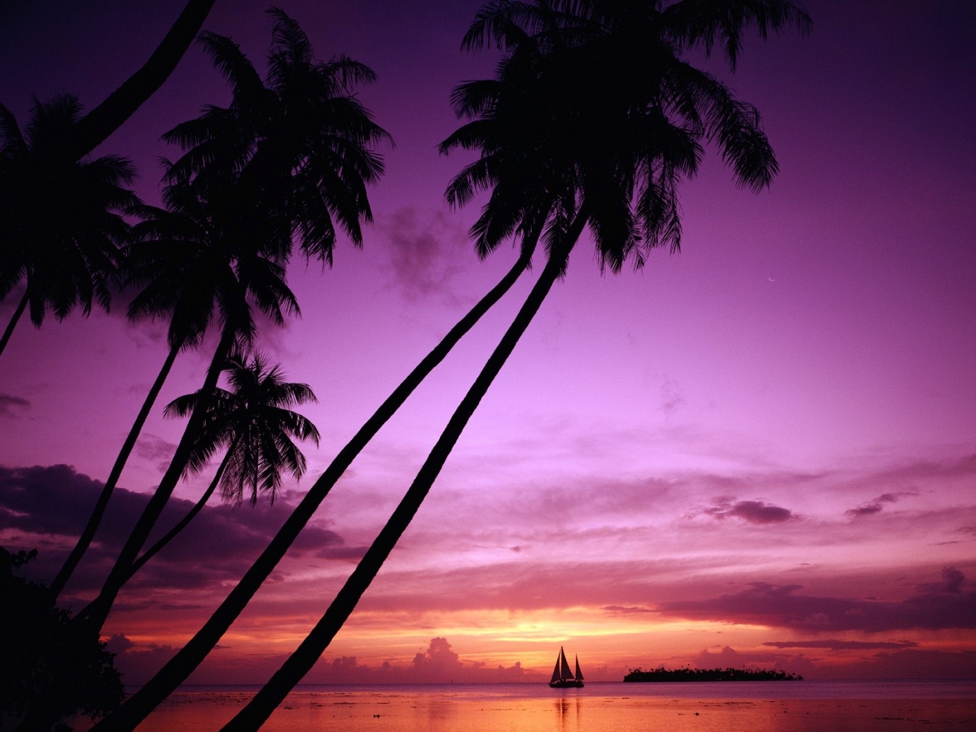 Download mobile wallpaper Landscape, Violet, Sunset, Nature for free.
