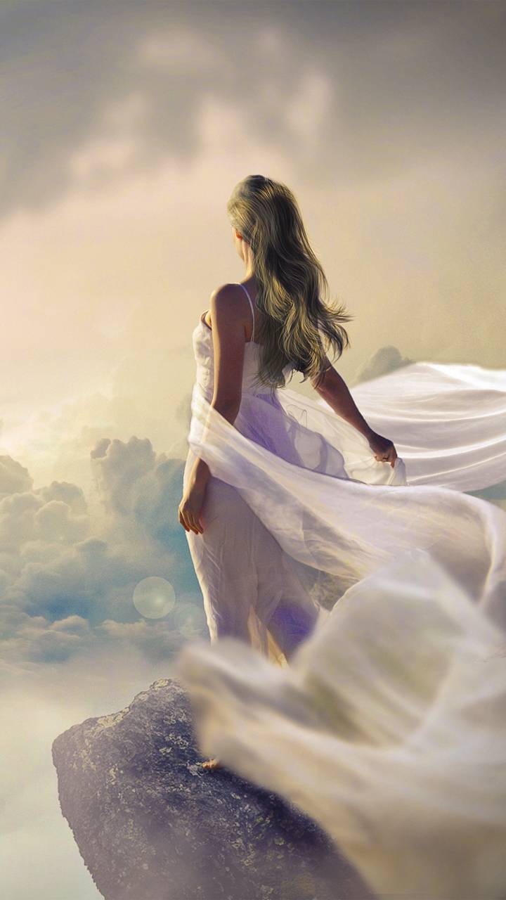 Download mobile wallpaper Fantasy, Cloud, Women, Gown for free.