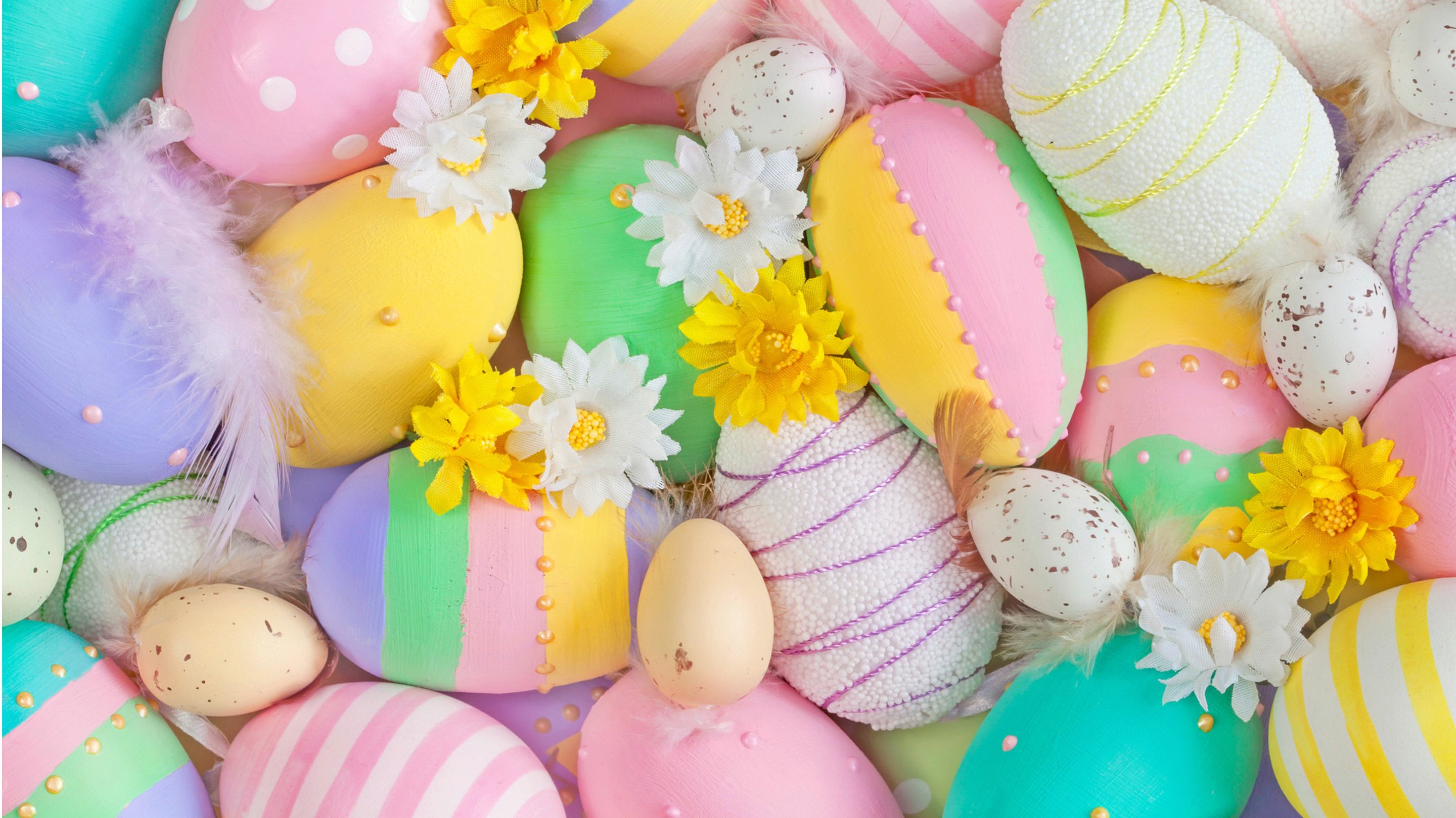 Free download wallpaper Easter, Feather, Flower, Holiday, Pastel, Easter Egg on your PC desktop