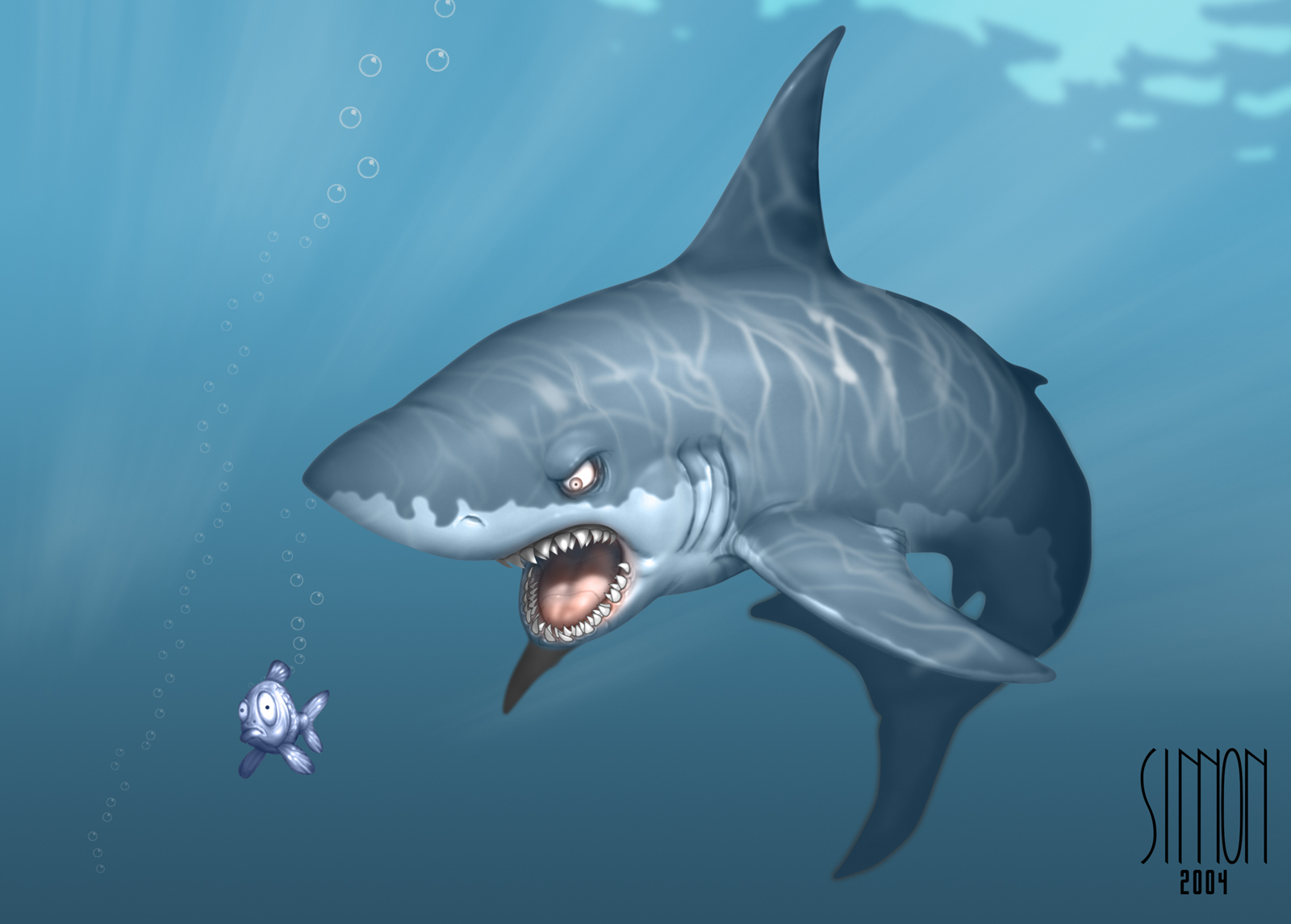 522191 Hintergrundbild herunterladen tiere, großer weißer hai, karikatur, lustig, haie - Bildschirmschoner und Bilder kostenlos
