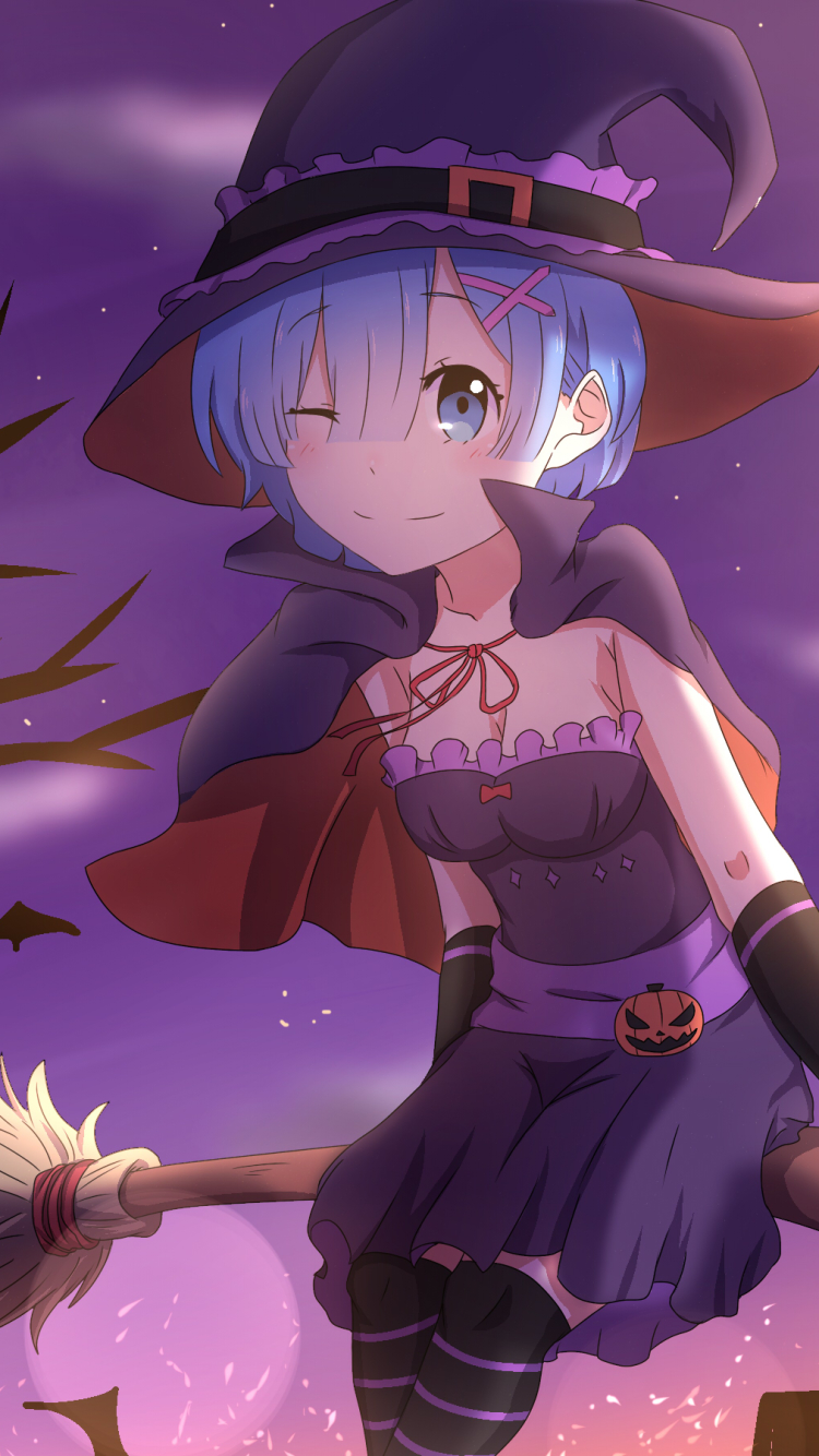 Download mobile wallpaper Anime, Halloween, Witch Hat, Re:zero Starting Life In Another World, Rem (Re:zero) for free.