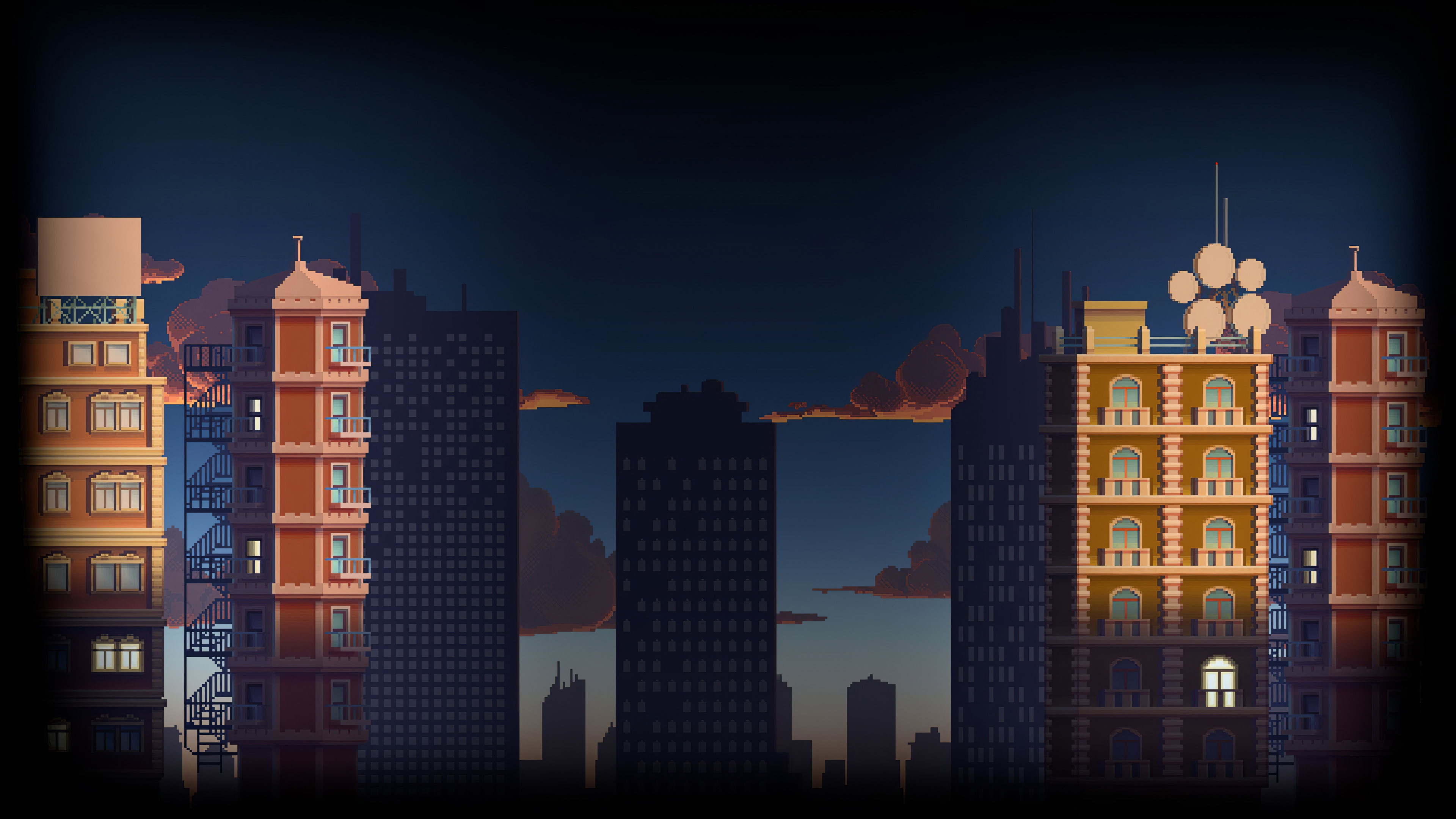 Download mobile wallpaper City, Building, Artistic, Pixel Art for free.