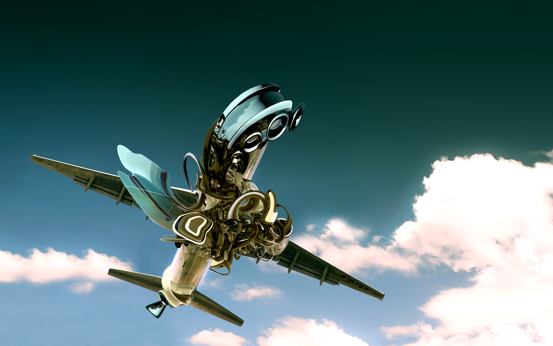 Download mobile wallpaper Airplane, Abstract, Sky, Artistic for free.