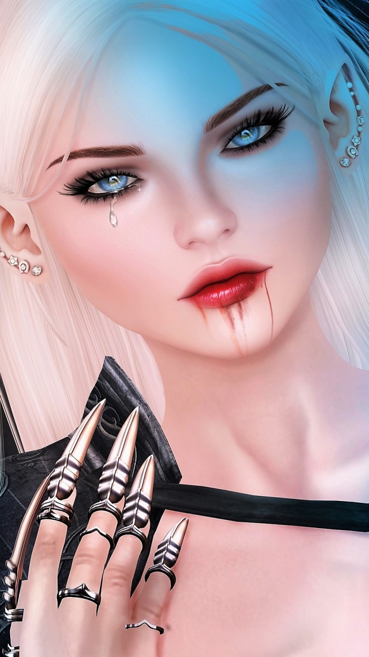 Download mobile wallpaper Fantasy, Blonde, Elf, Blue Eyes, Vampire for free.