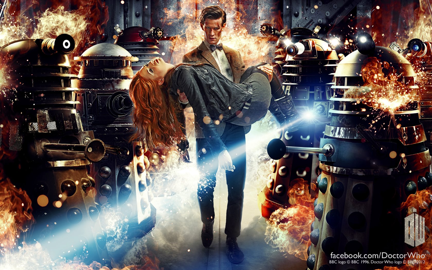 doctor who, tv show, dalek, explosion, fire, robot