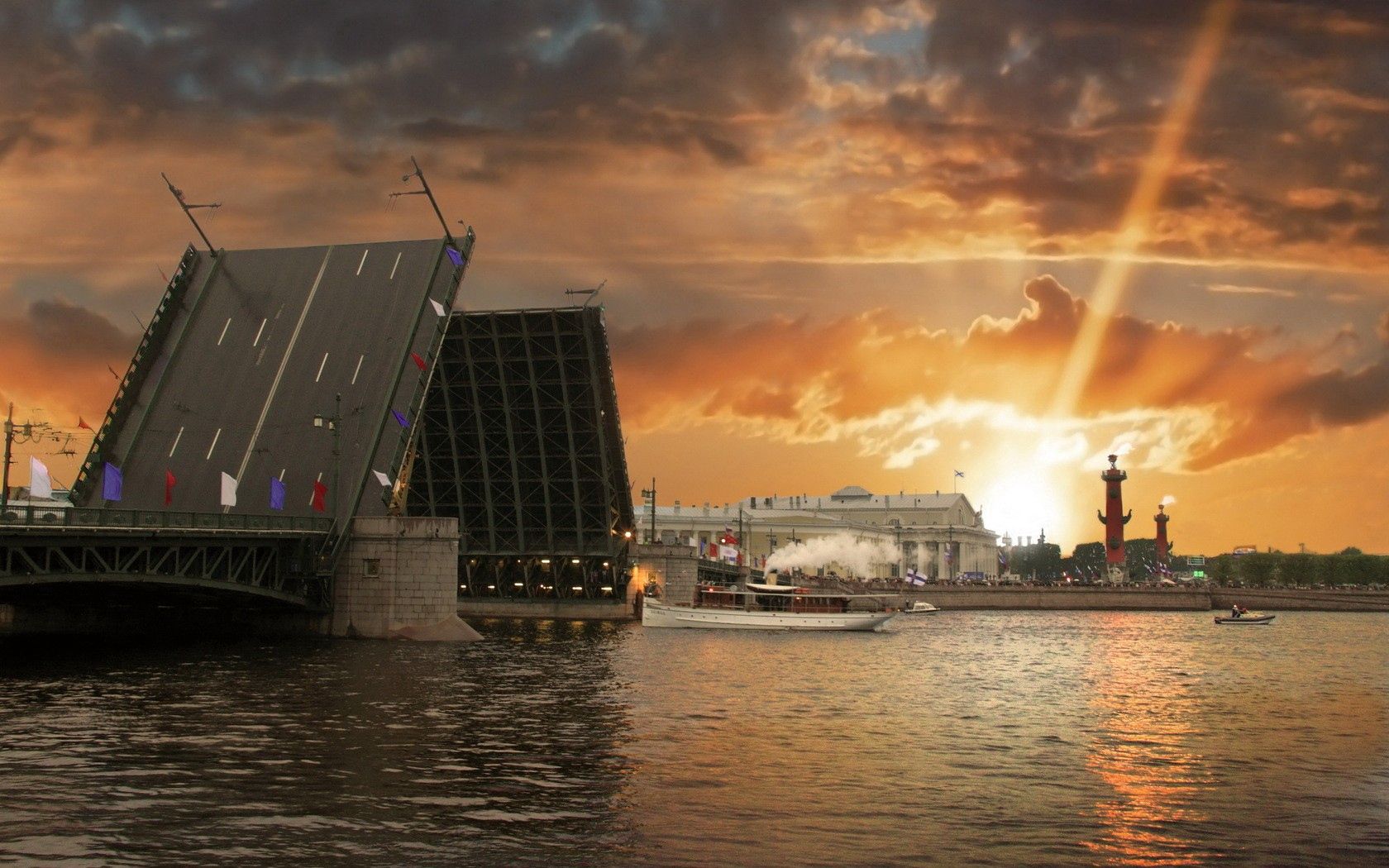116894 скачать обои санкт петербург, россия, города, закат, река, город, мост - заставки и картинки бесплатно