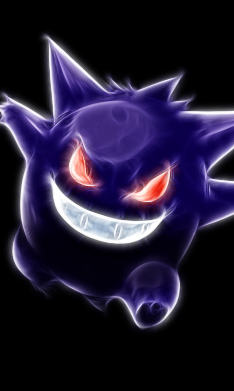 Download mobile wallpaper Anime, Smile, Pokémon, Glowing Eyes, Ghost Pokémon, Gengar (Pokémon) for free.