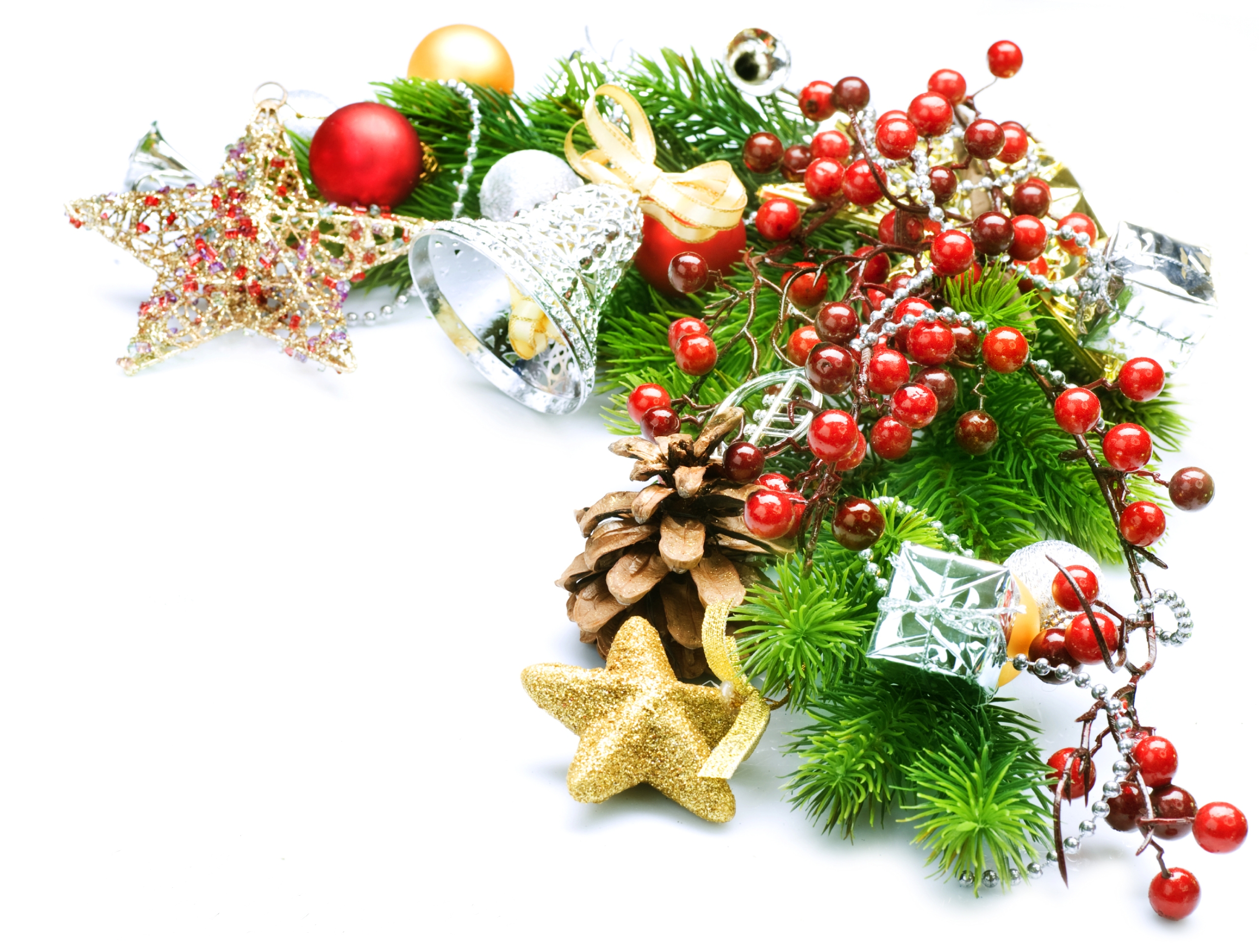 Laden Sie das Feiertage, Sterne, Dekoration, Weihnachten, Glocke, Tannenzapfen-Bild kostenlos auf Ihren PC-Desktop herunter
