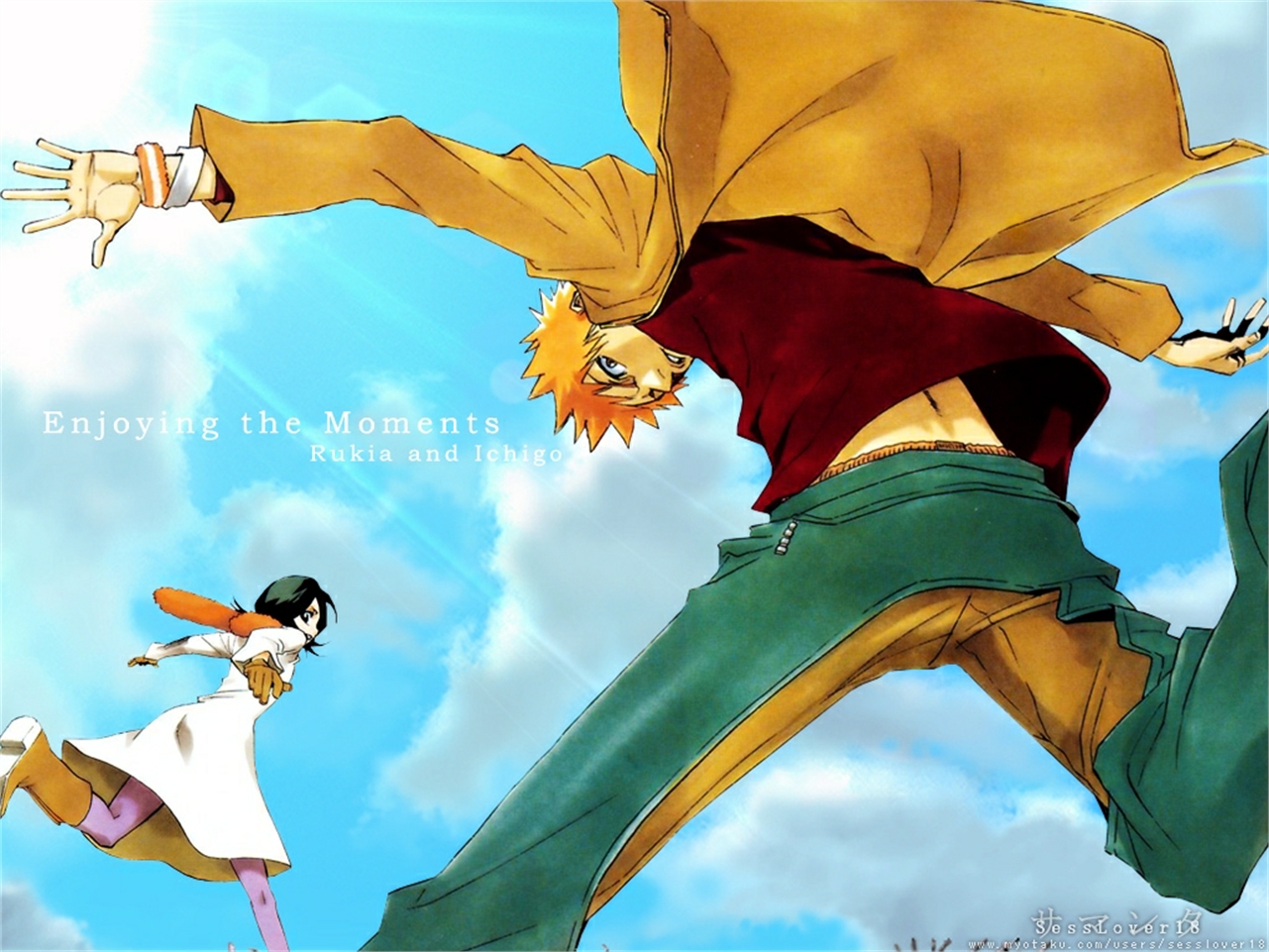 Handy-Wallpaper Bleach, Rukia Kuchiki, Animes, Ichigo Kurosaki kostenlos herunterladen.