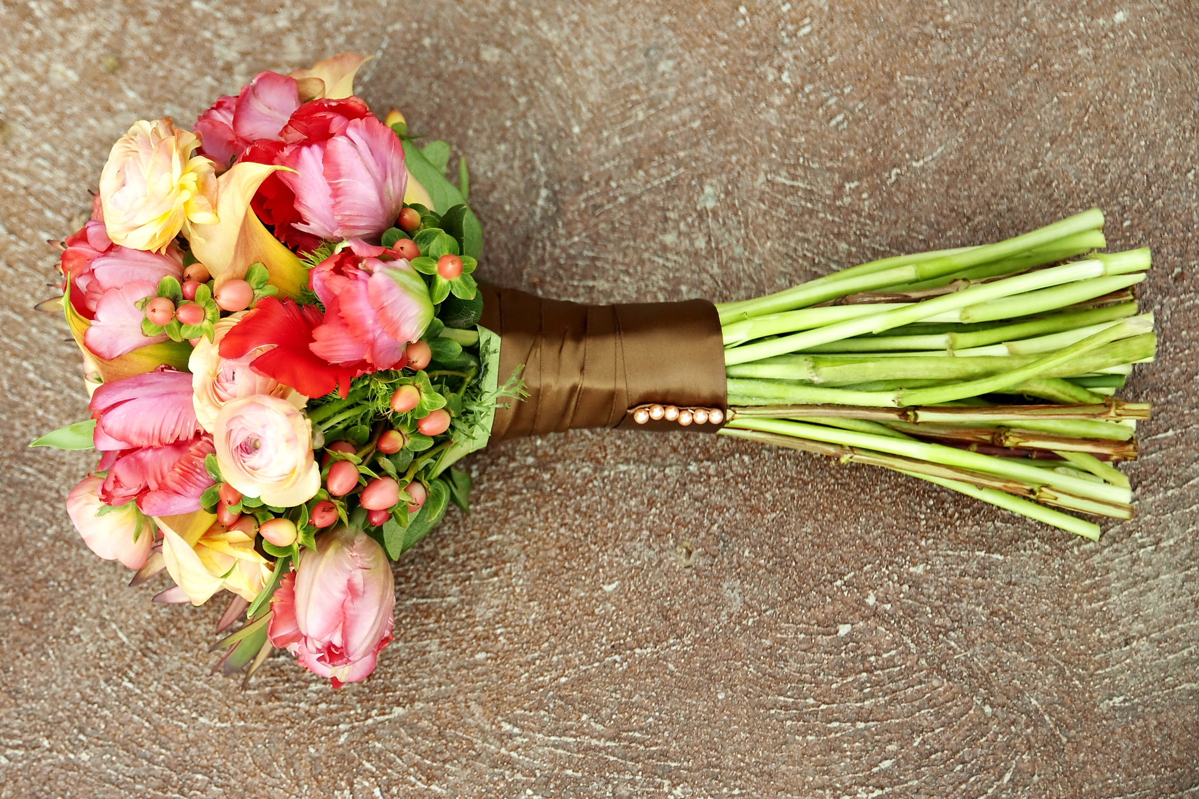 Download mobile wallpaper Clamp, Tape, Bouquet, Flowers, Tulips, Roses for free.
