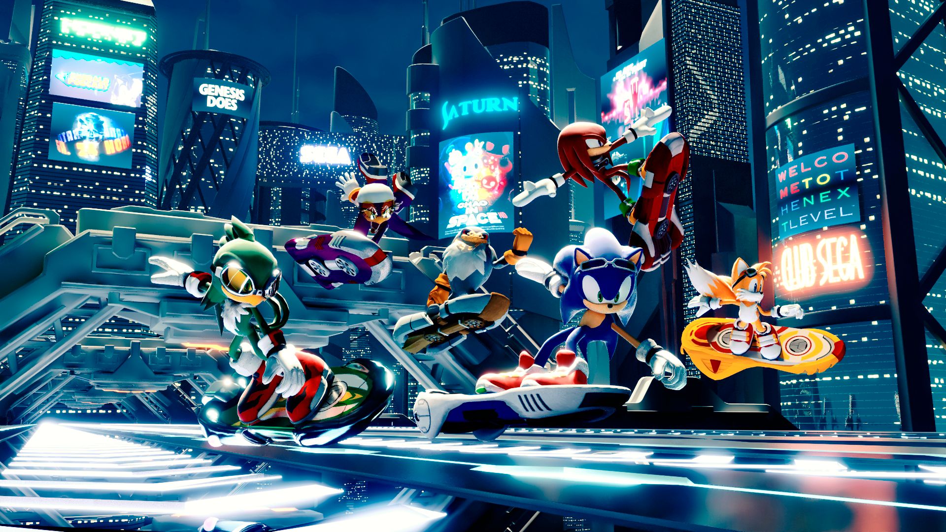 sonic riders, video game, sonic riders: zero gravity, hoverboard, jet the hawk, knuckles the echidna, miles 'tails' prower, sonic the hedgehog, sonic
