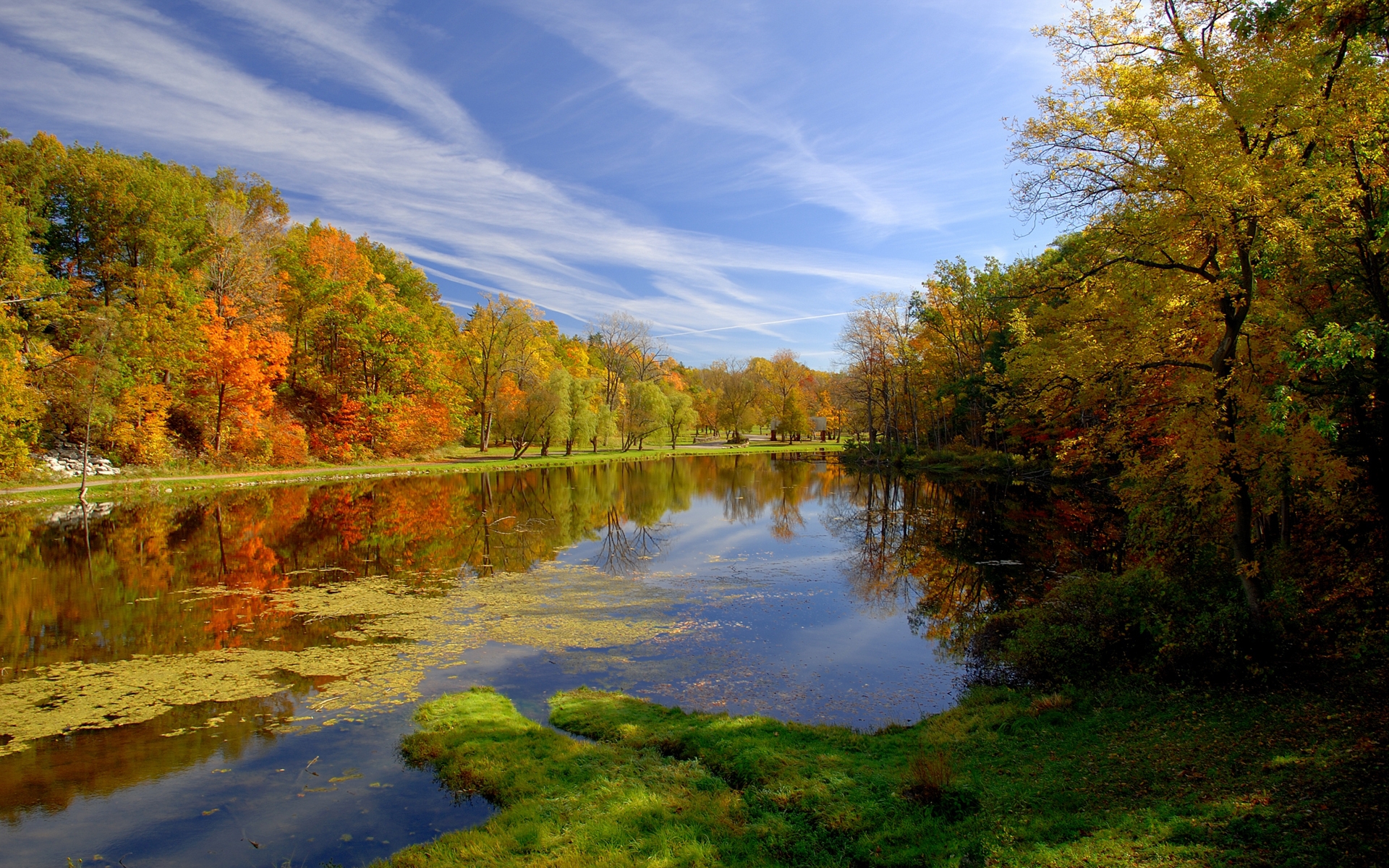 35839 скачать картинку пейзаж, осень, река - обои и заставки бесплатно