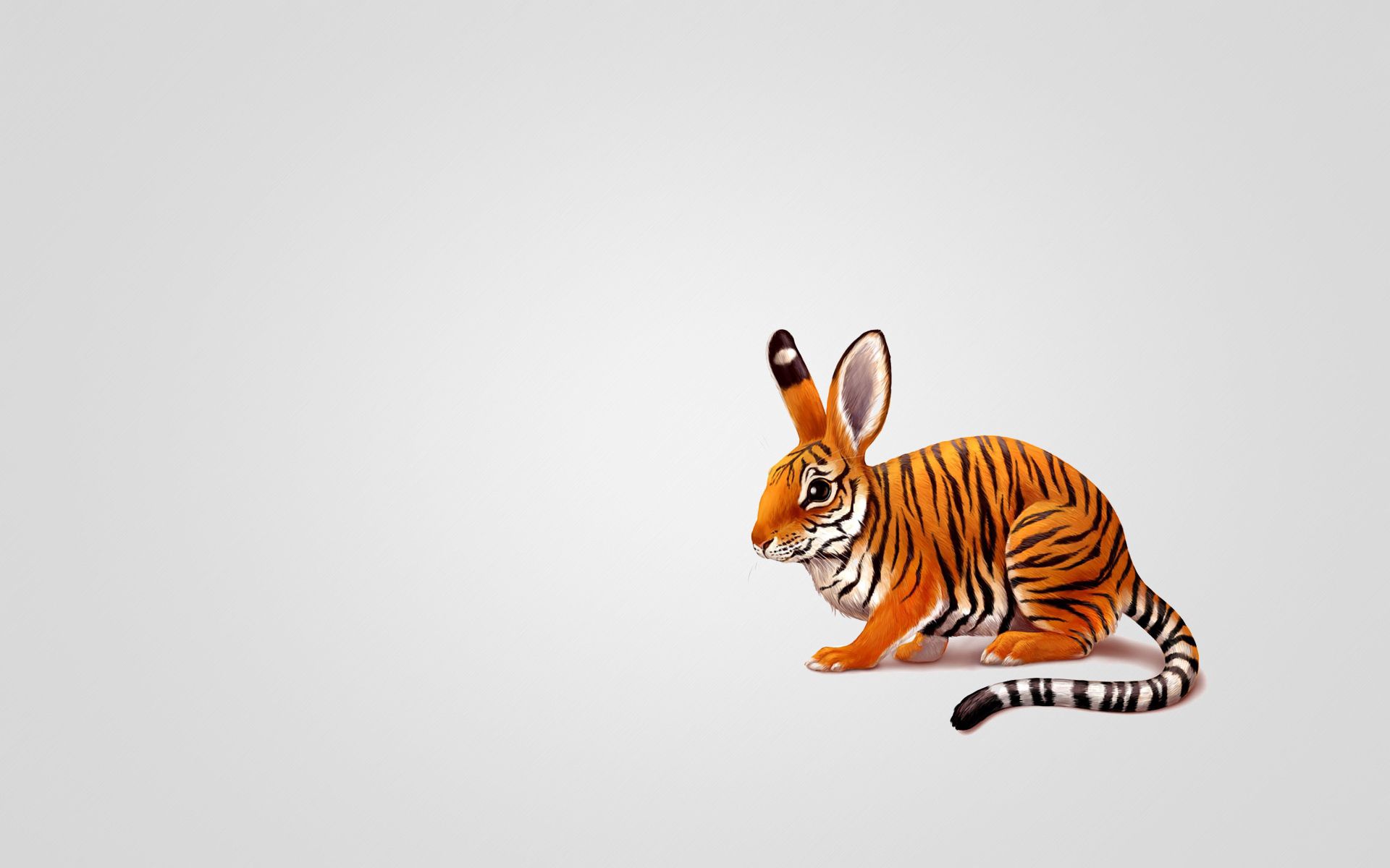 Download mobile wallpaper Tiger, Miscellanea, Miscellaneous, Hare, Picture, Drawing for free.