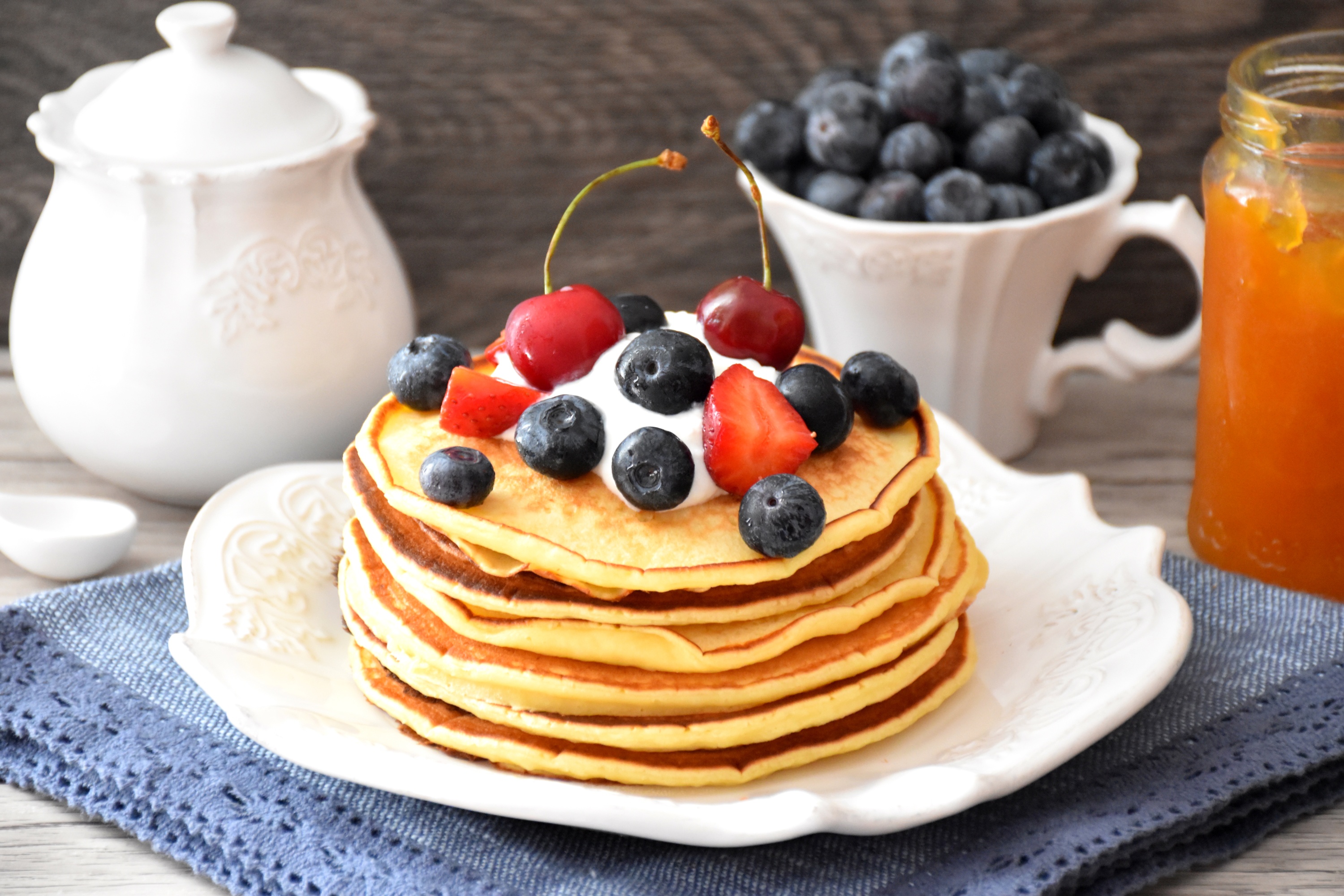 Download mobile wallpaper Food, Blueberry, Breakfast, Pancake for free.