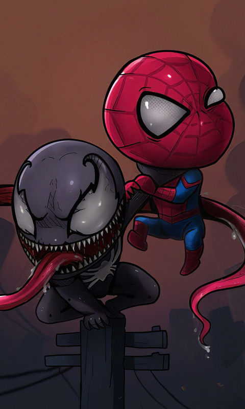 Download mobile wallpaper Spider Man, Venom, Comics, Chibi for free.