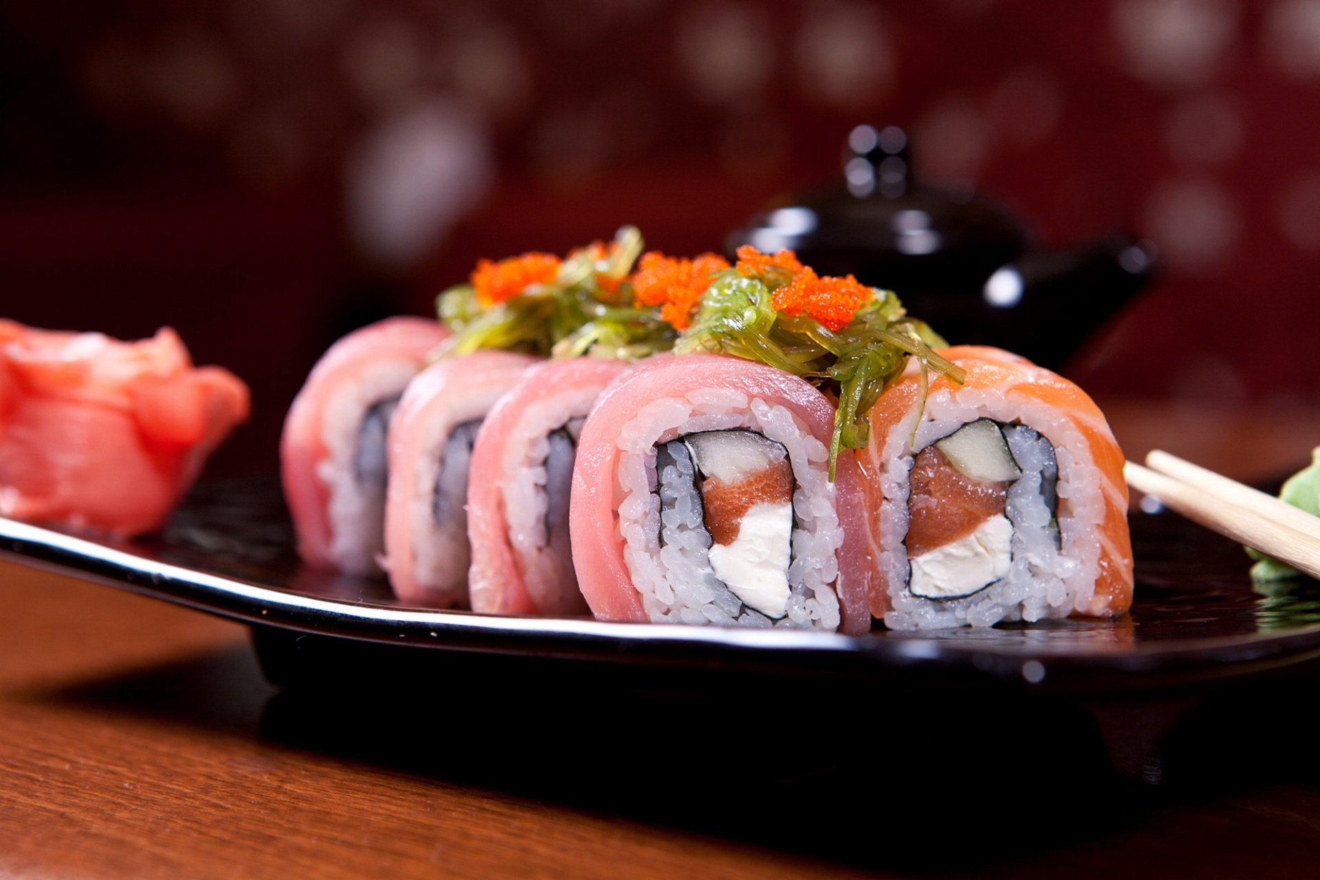 Laden Sie das Sushi, Fisch, Meeresfrüchte, Nahrungsmittel-Bild kostenlos auf Ihren PC-Desktop herunter