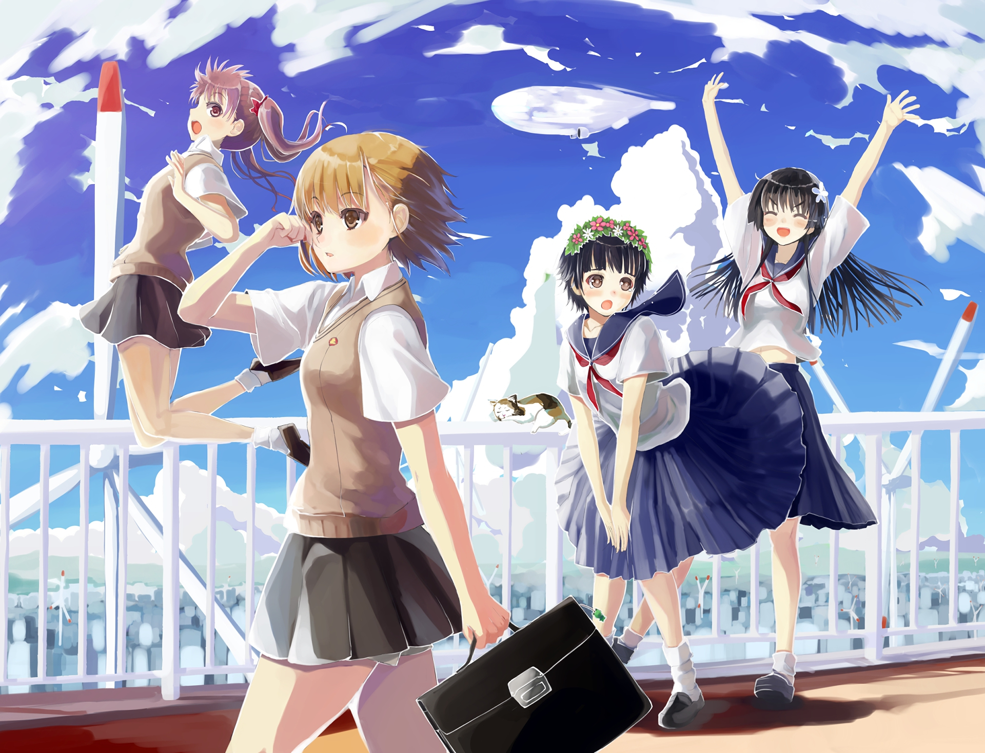 Descarga gratuita de fondo de pantalla para móvil de Animado, Kazari Uiharu, Kuroko Shirai, Mikoto Misaka, To Aru Kagaku No Railgun, Ruiko Saten, To Aru Magical Index.