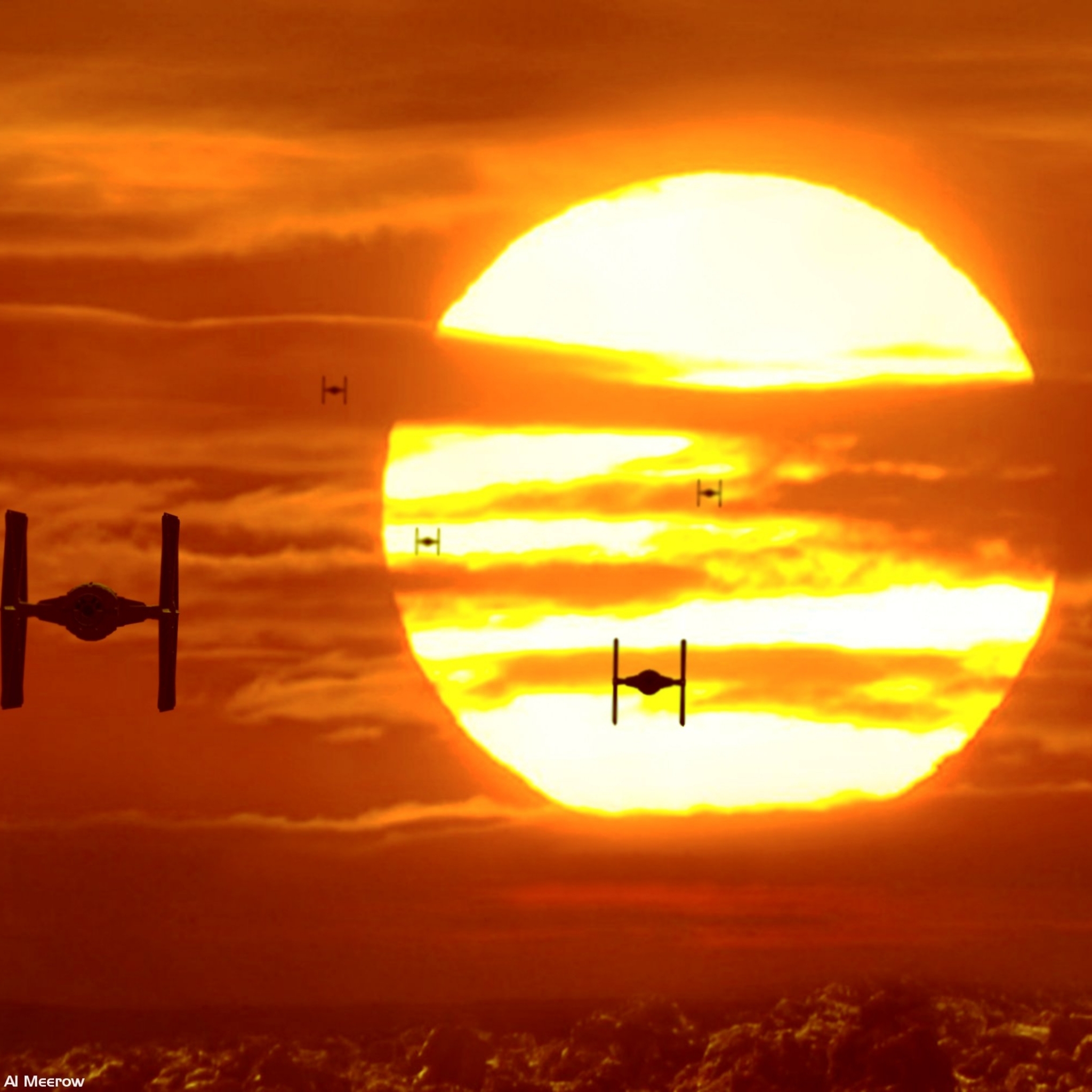 Free download wallpaper Sunset, Star Wars, Movie, Tie Fighter, Star Wars Episode Vii: The Force Awakens on your PC desktop