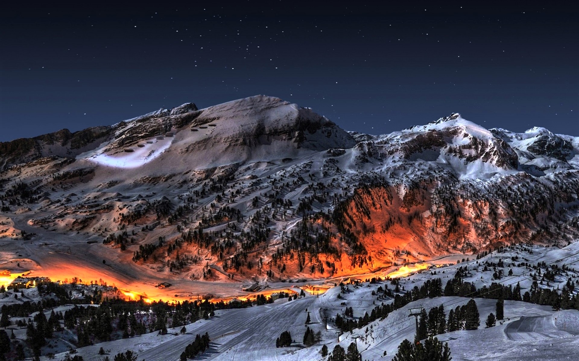 Laden Sie das Winter, Schnee, Berg, Licht, Wald, Dorf, Fotografie-Bild kostenlos auf Ihren PC-Desktop herunter
