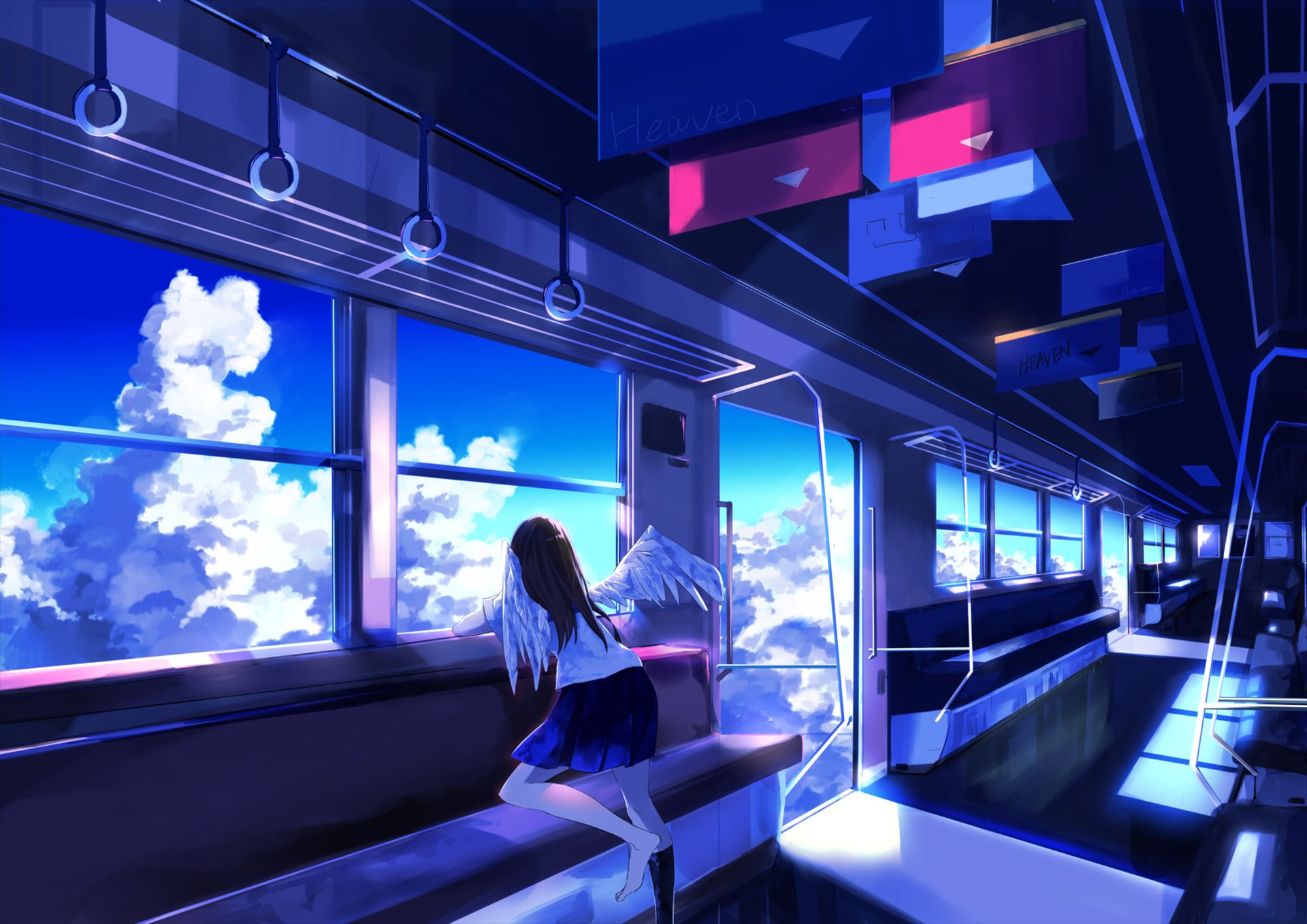 Download mobile wallpaper Anime, Angel, Train, Original for free.