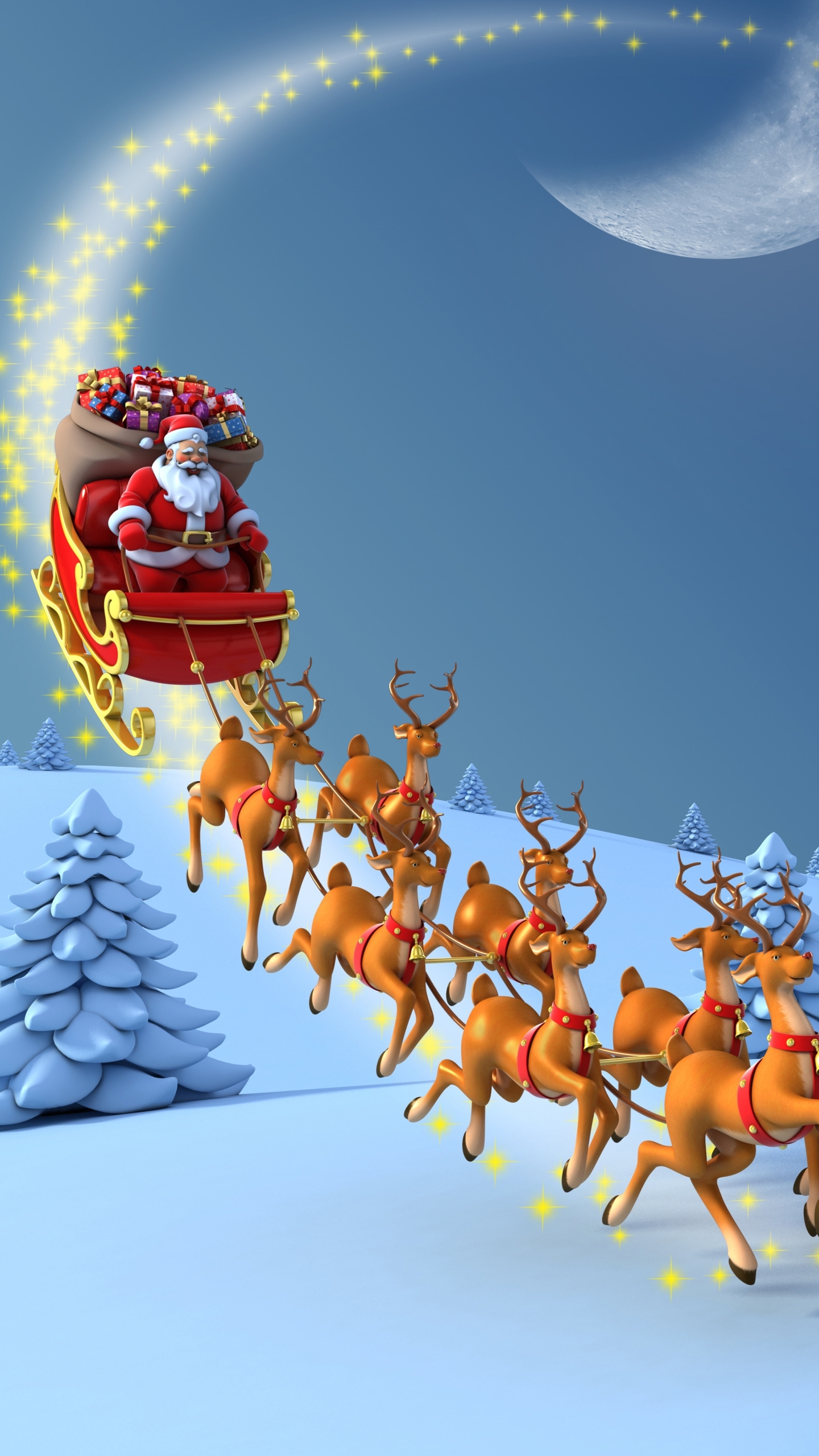 Descarga gratuita de fondo de pantalla para móvil de Navidad, Día Festivo, Trineo, Papa Noel, Reno.