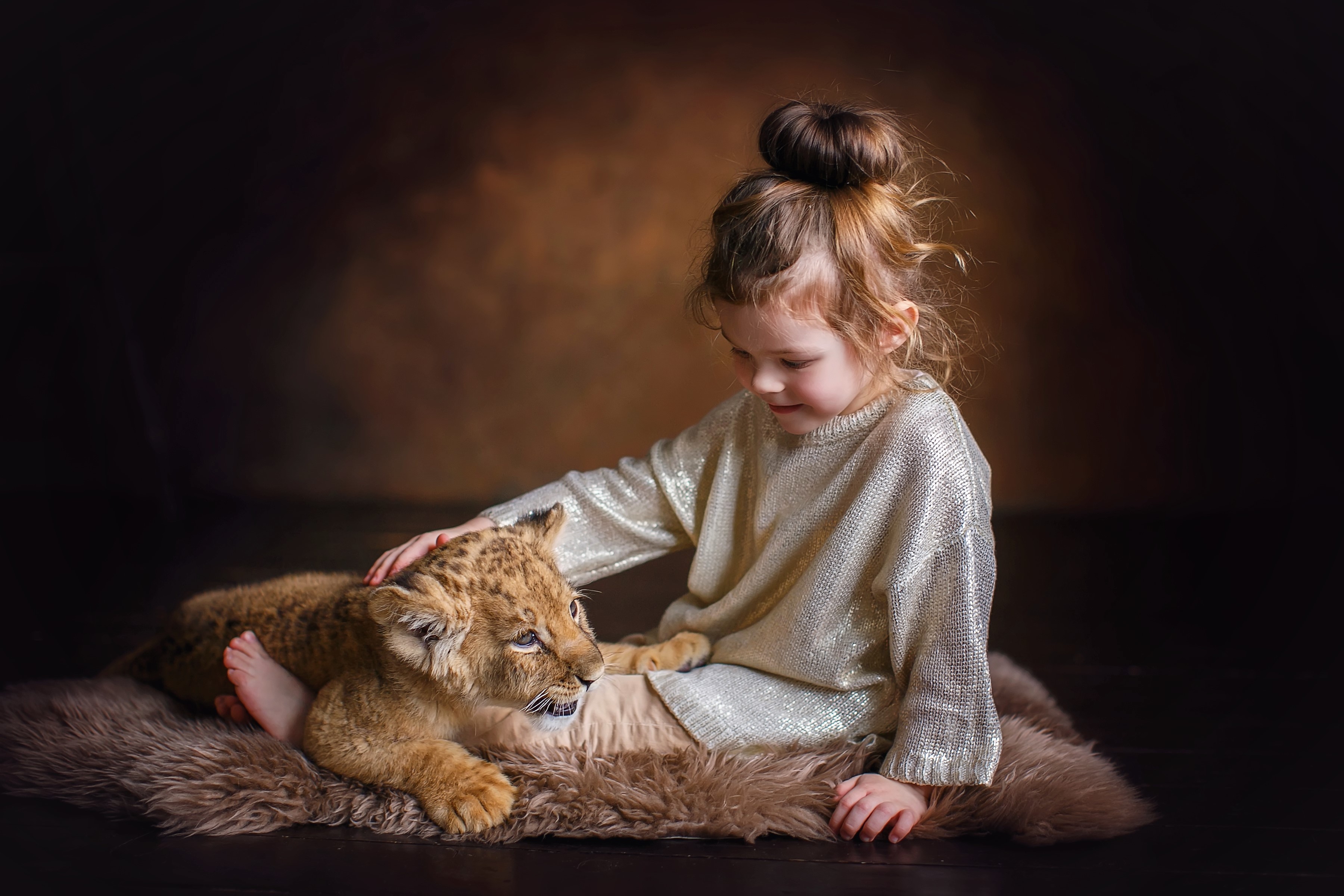 Free download wallpaper Lion, Child, Cute, Photography, Baby Animal, Little Girl, Cub on your PC desktop