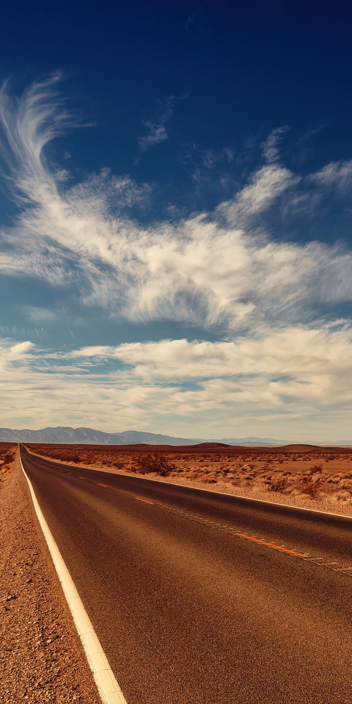 Download mobile wallpaper Landscape, Nature, Sky, Desert, Road, Cloud, Man Made for free.