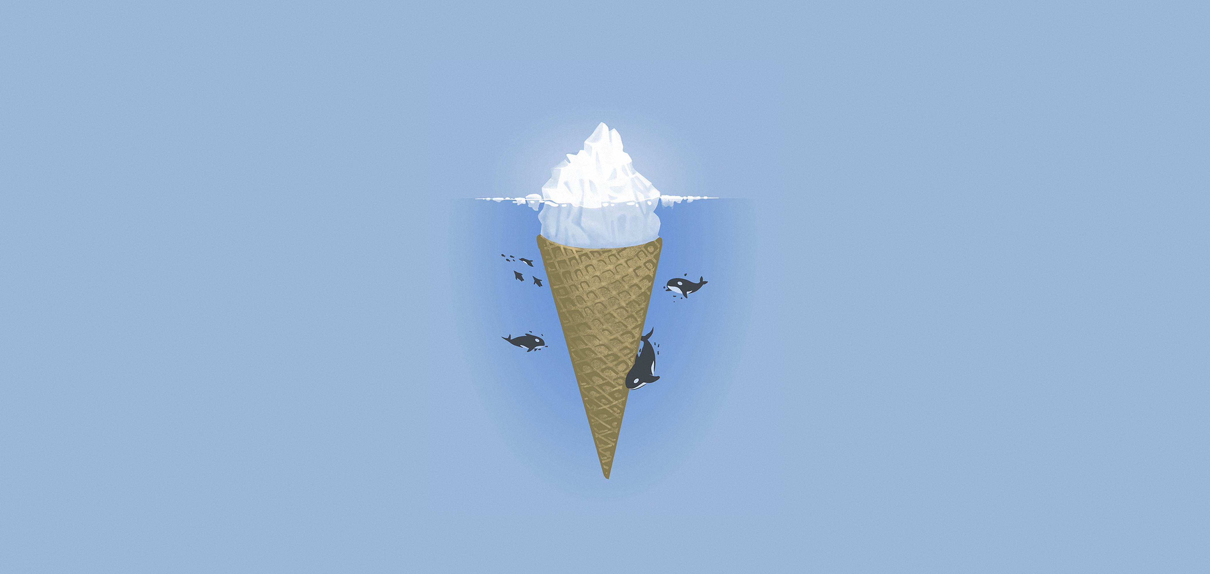 Download mobile wallpaper Ice Cream, Whale, Humor, Animal for free.