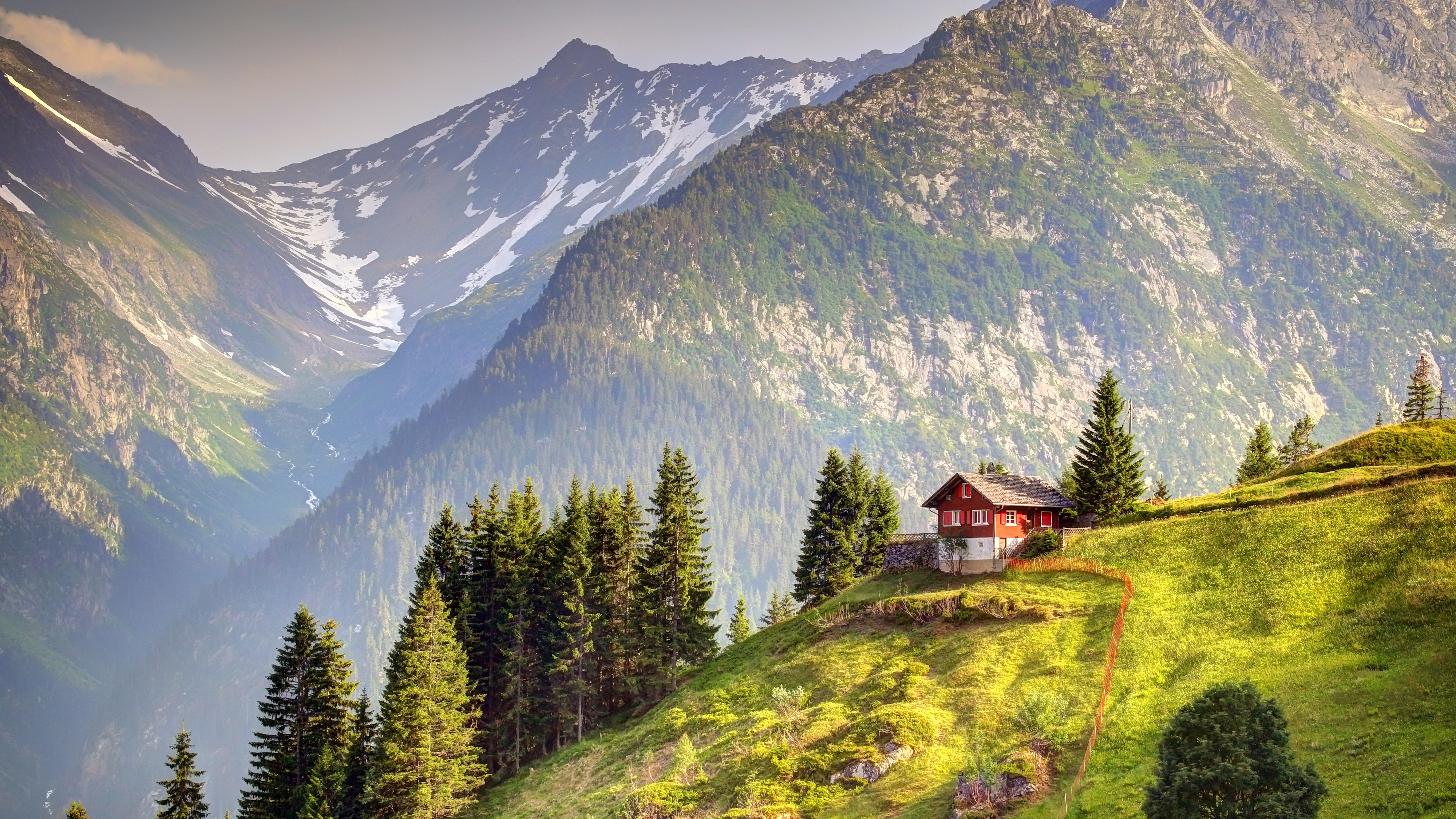 Handy-Wallpaper Landschaft, Haus, Gebirge, Fotografie kostenlos herunterladen.