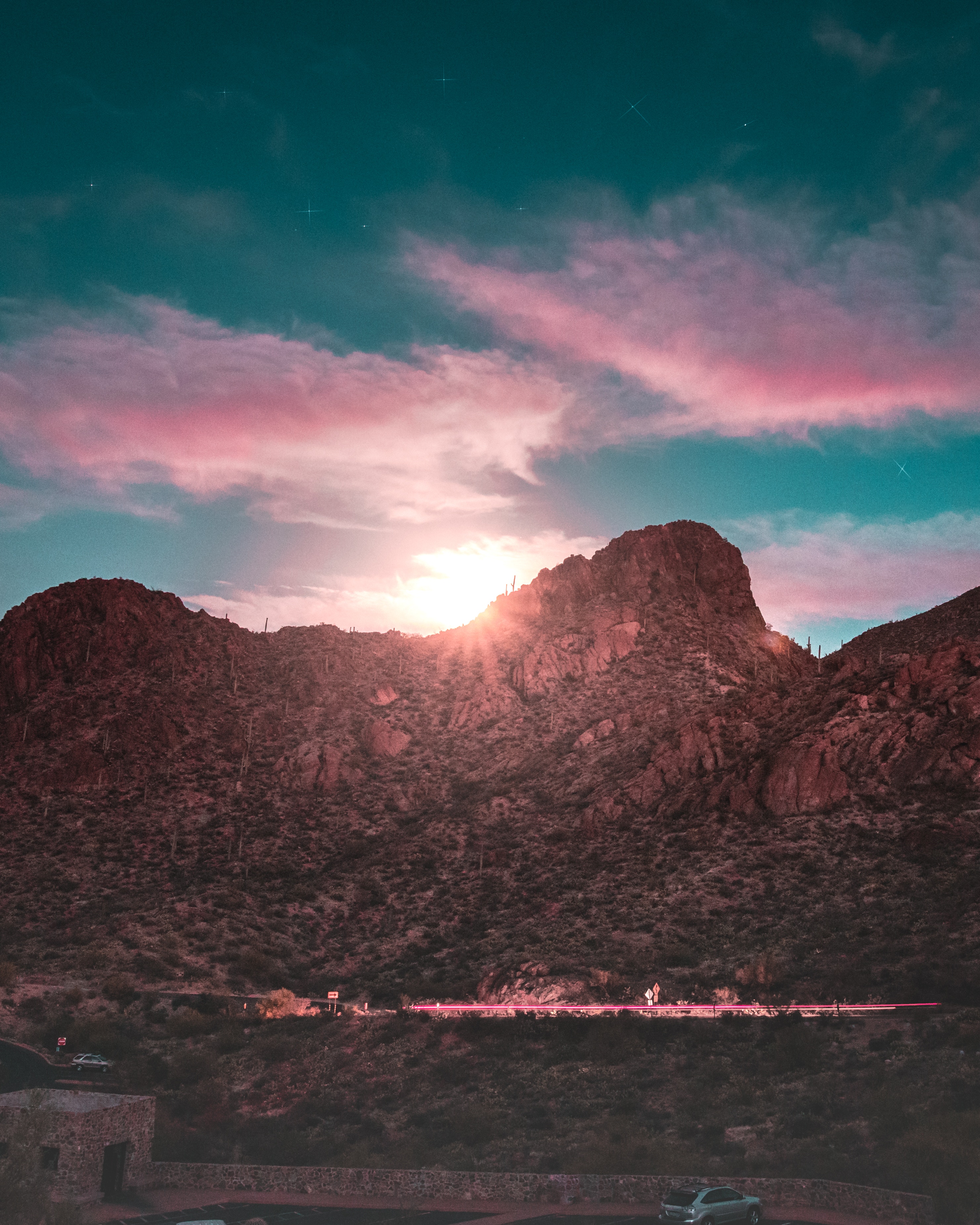 Laden Sie das Natur, Sunset, Sky, Clouds, Berg, Landschaft-Bild kostenlos auf Ihren PC-Desktop herunter
