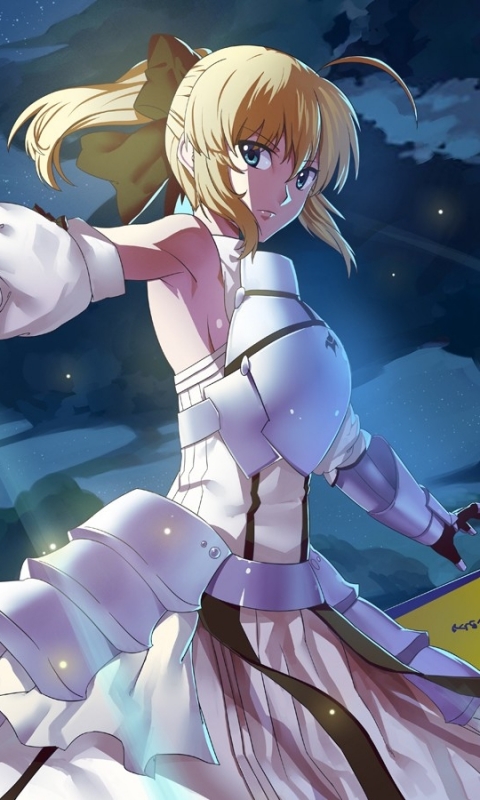 Download mobile wallpaper Anime, Blonde, Green Eyes, Short Hair, Fate/stay Night, Saber Lily, White Dress, Excalibur, Fate Series for free.