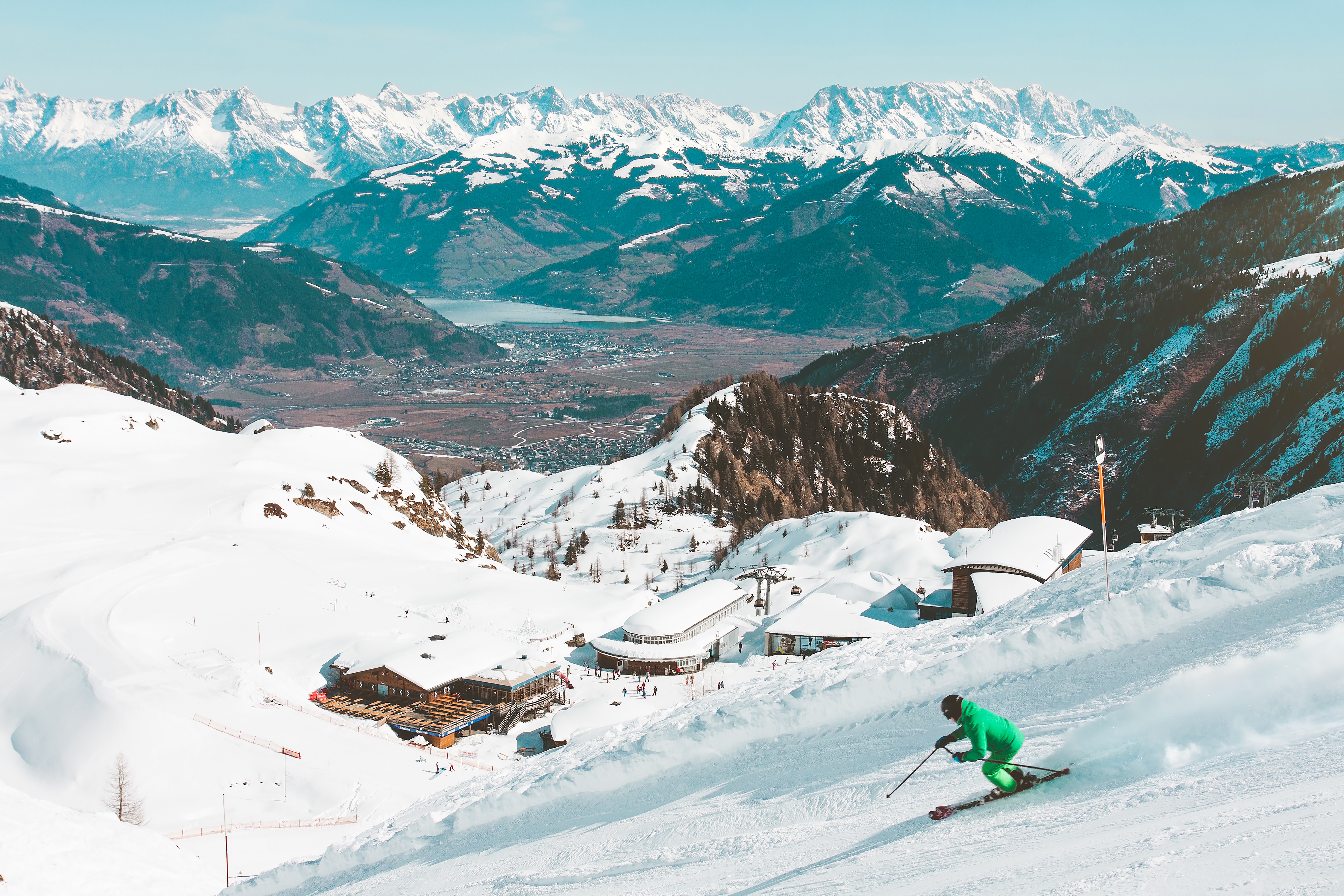 128089 скачать обои лыжник, спорт, горы, снег - заставки и картинки бесплатно