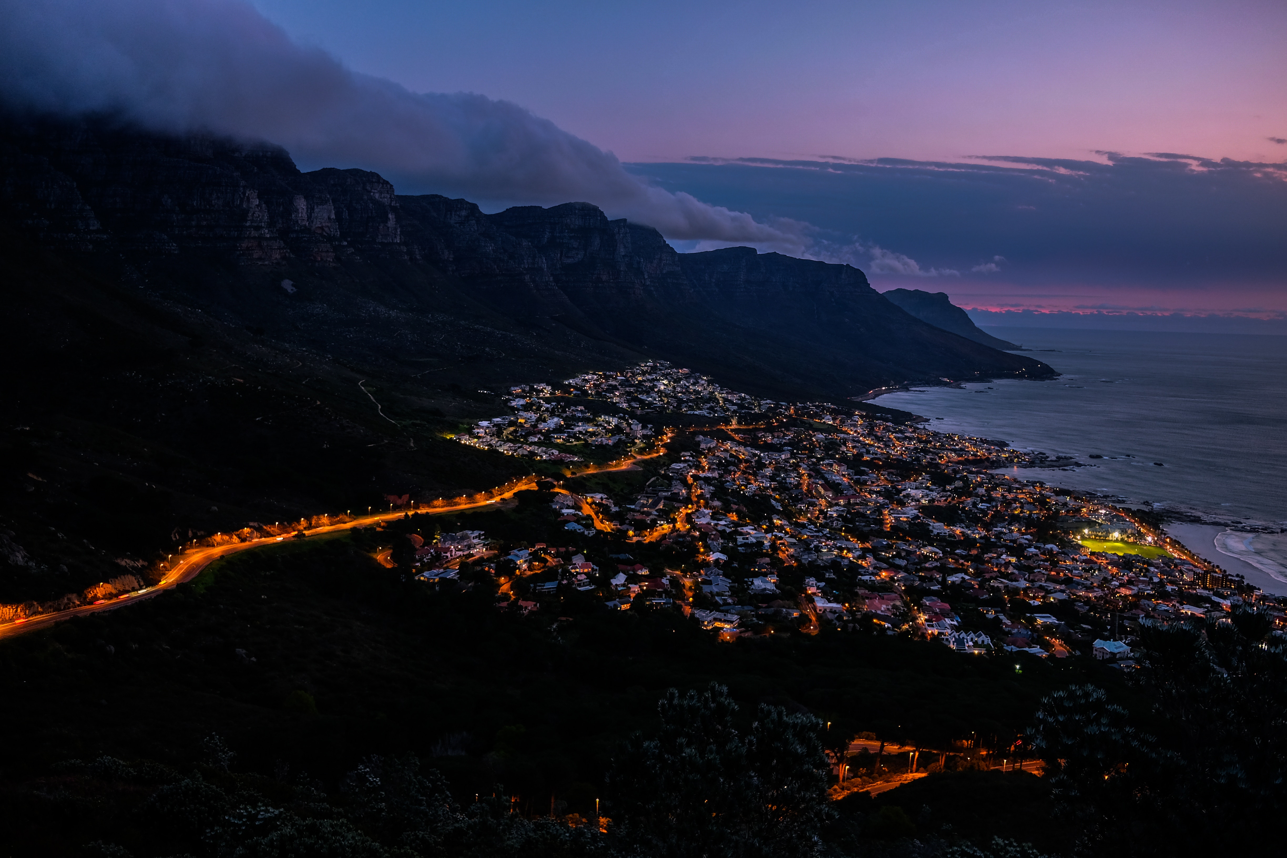 cities, mountains, village, cape town, south africa, buildings