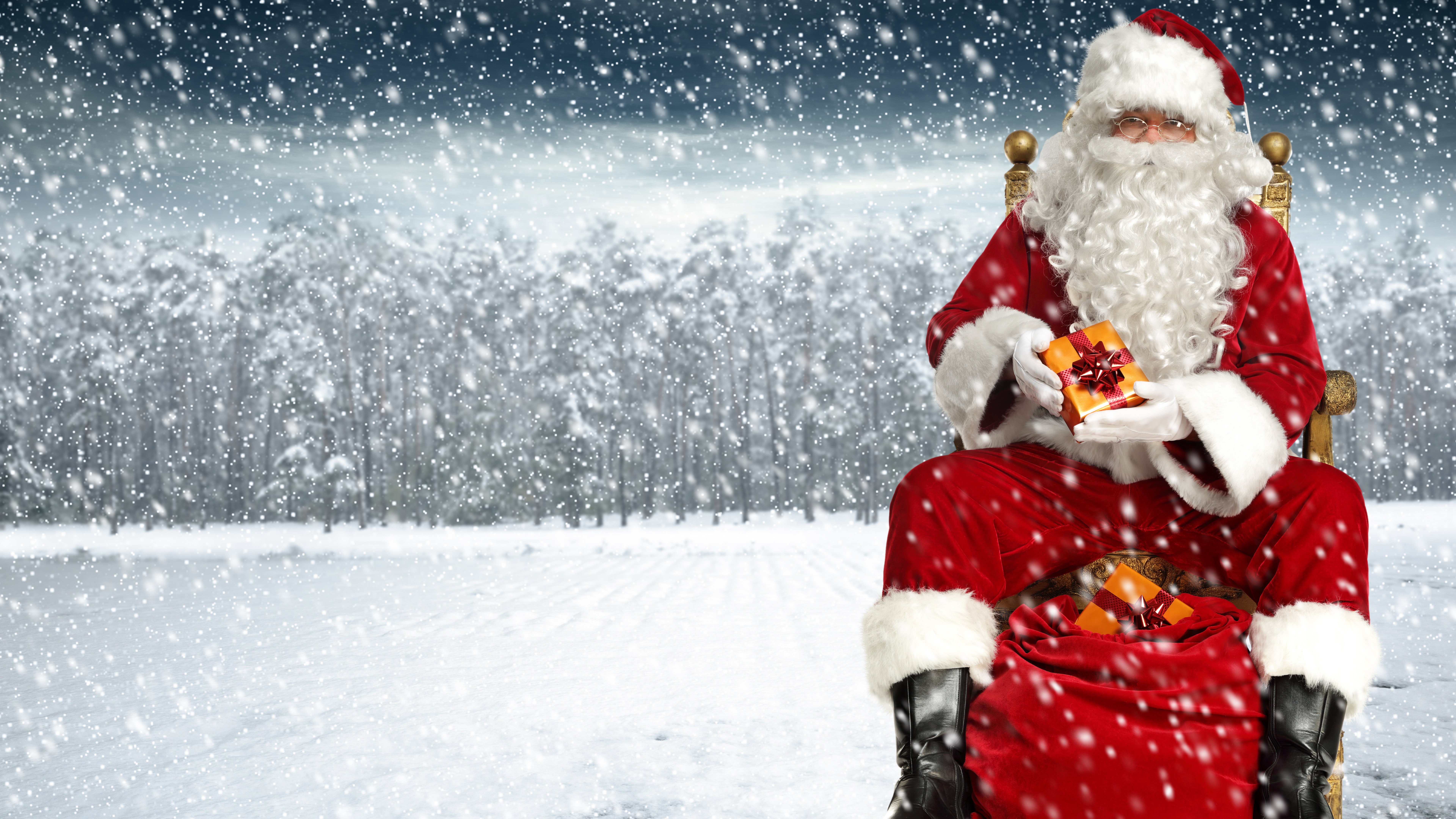 Download mobile wallpaper Snow, Christmas, Holiday, Santa, Snowfall for free.