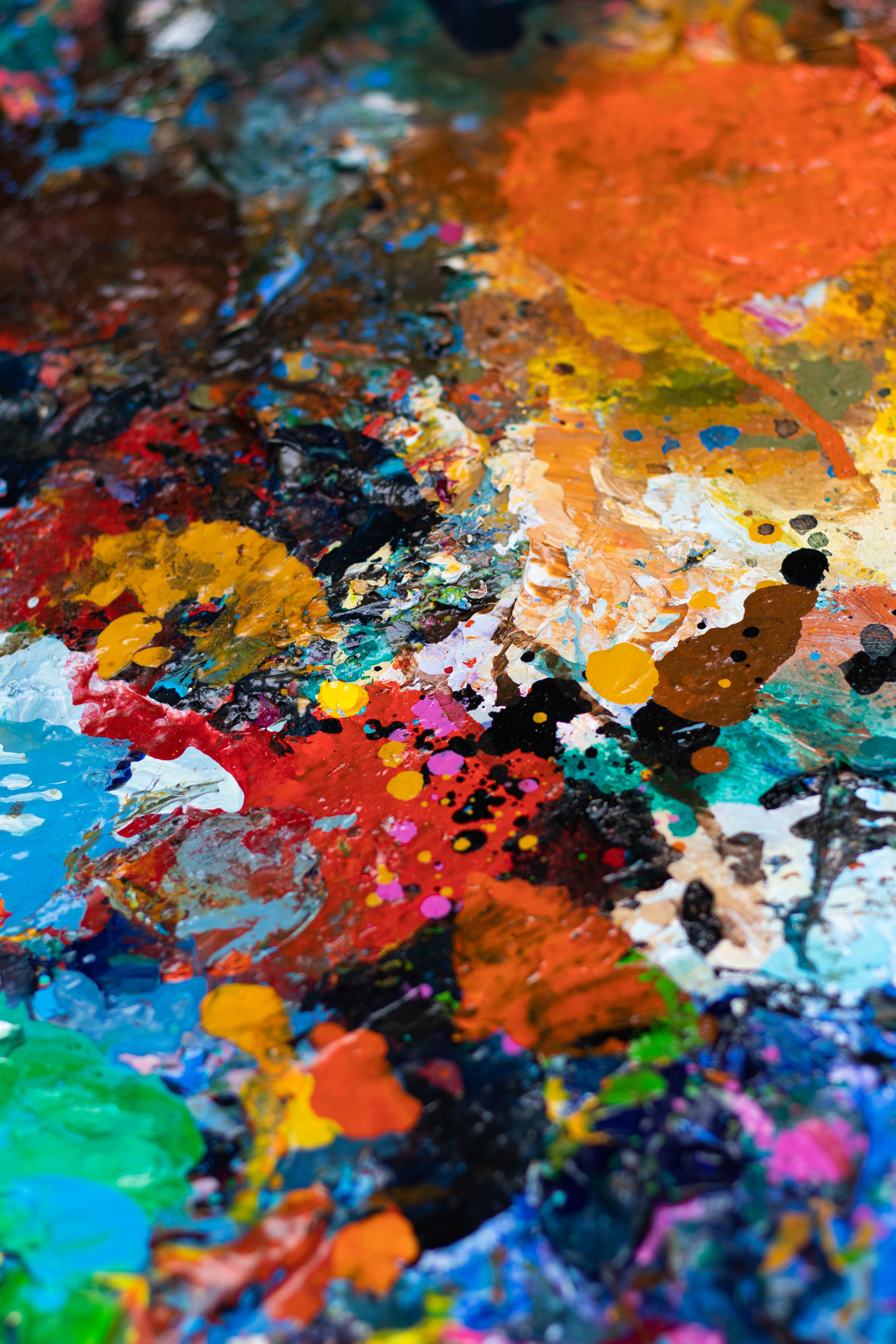 multicolored, stains, macro, motley, texture, paint, spots, palette Full HD