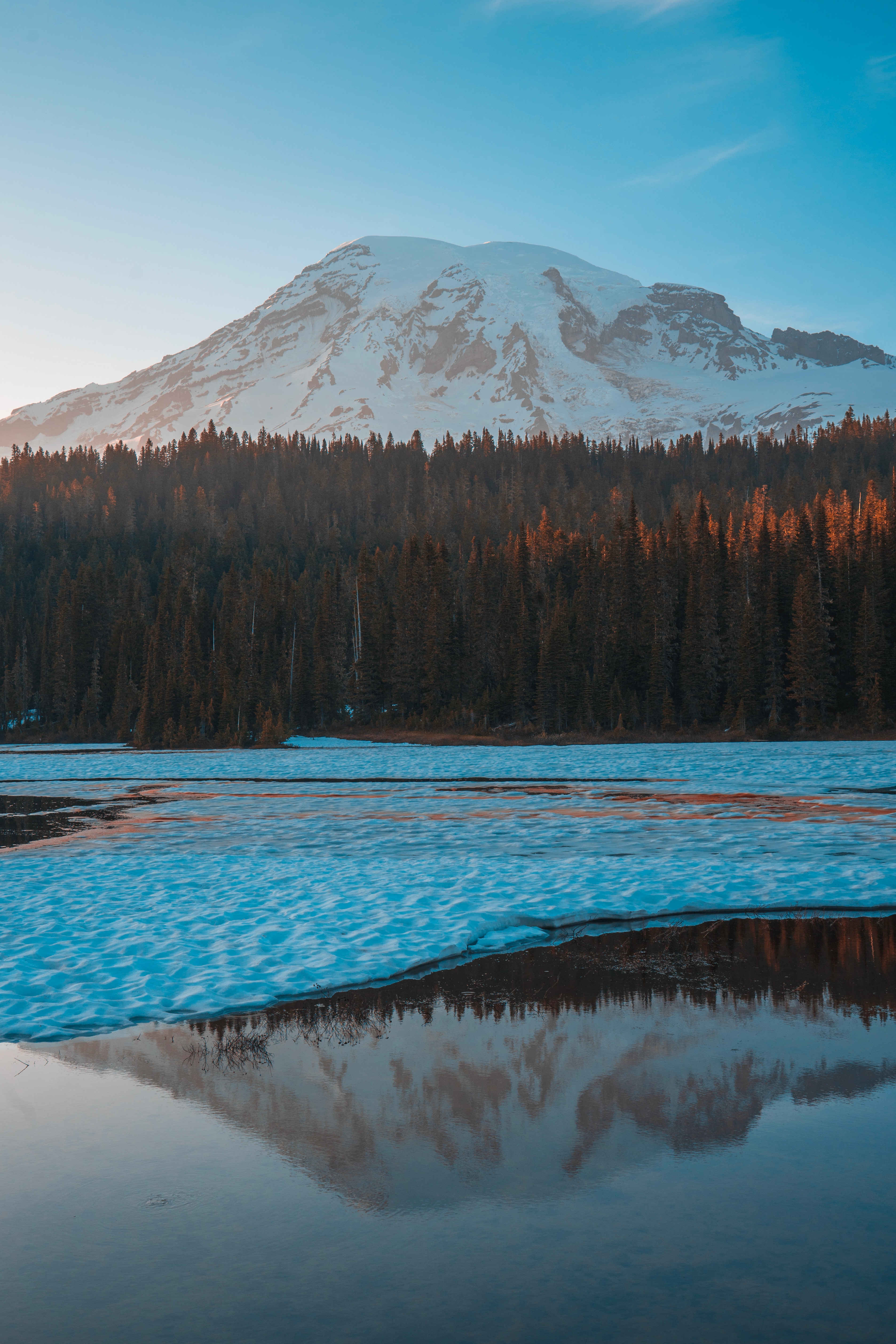 Baixe gratuitamente a imagem Natureza, Gelo, Montanha, Início, Vértice, Lago, Floresta na área de trabalho do seu PC