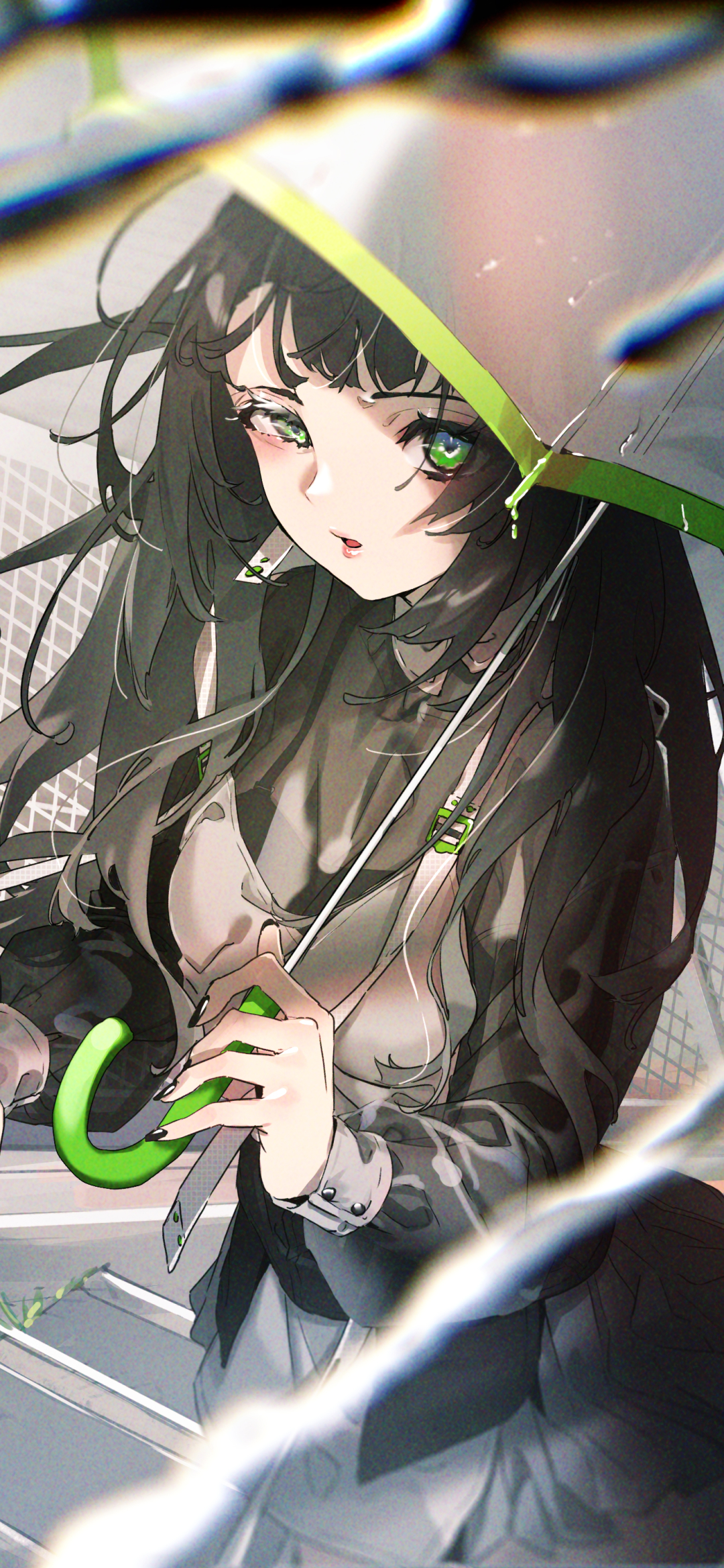 Download mobile wallpaper Anime, Girl, Green Eyes, Black Hair for free.